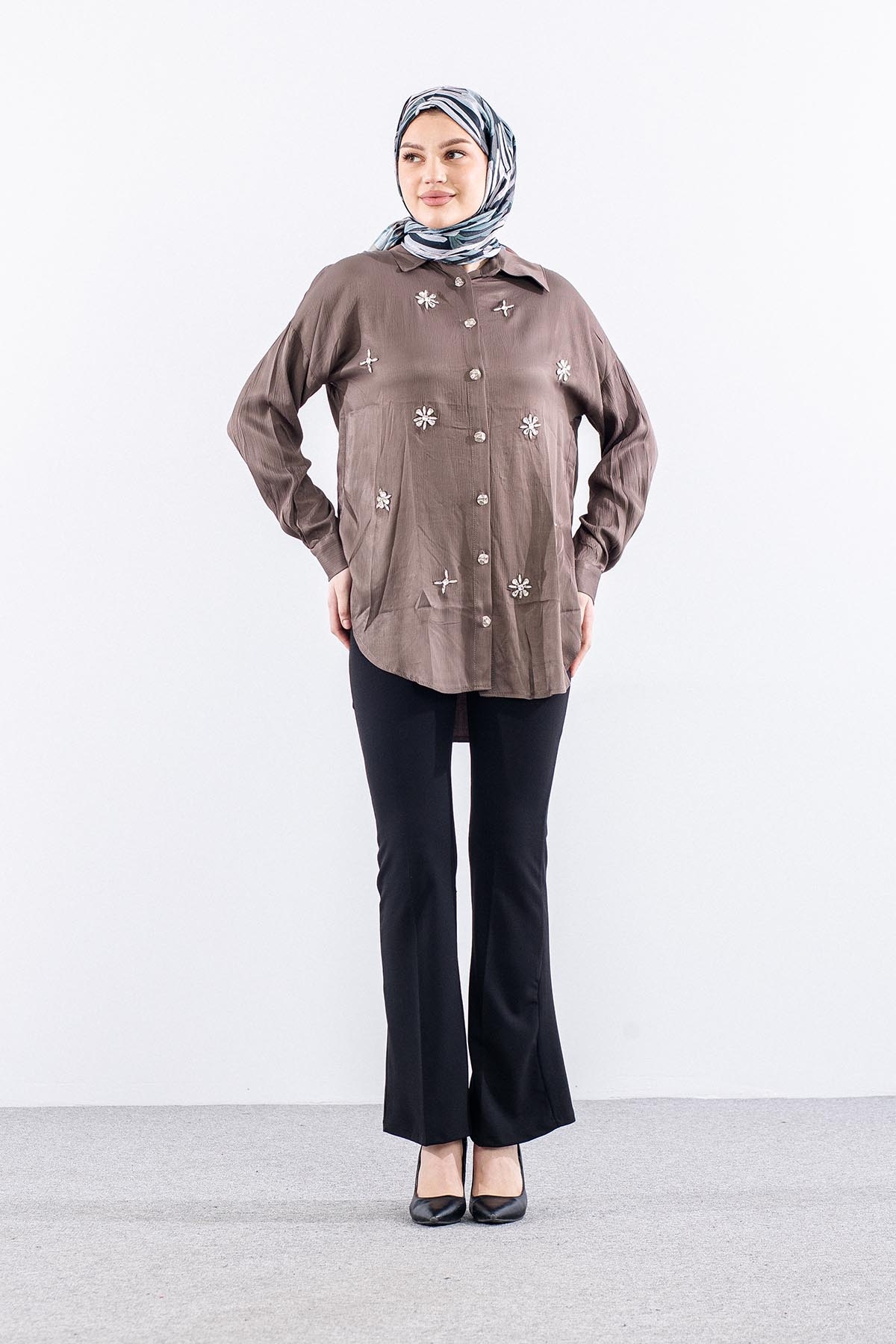 A4810 Tunik 1-1-2-2 Tasli - Vizon - 1