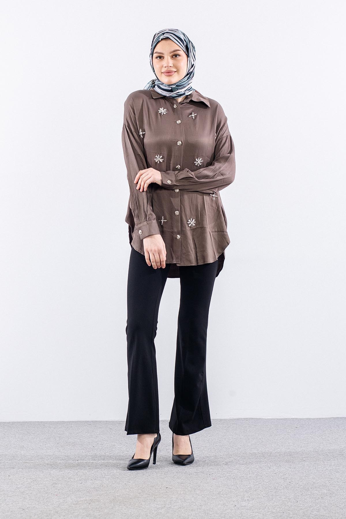 A4810 Tunik 1-1-2-2 Tasli - Vizon - 2