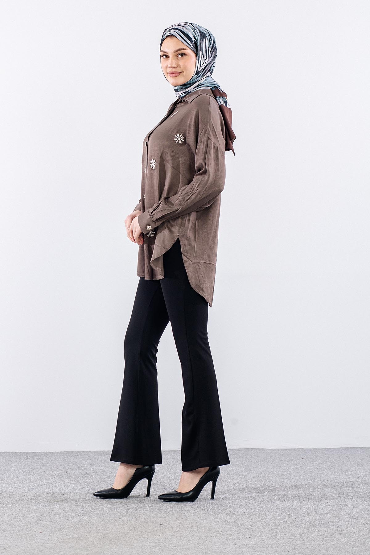 A4810 Tunik 1-1-2-2 Tasli - Vizon - 3