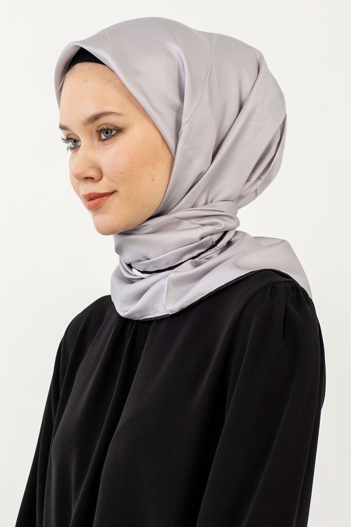 Classic Tvil İpek Eşarp - Gri - 2