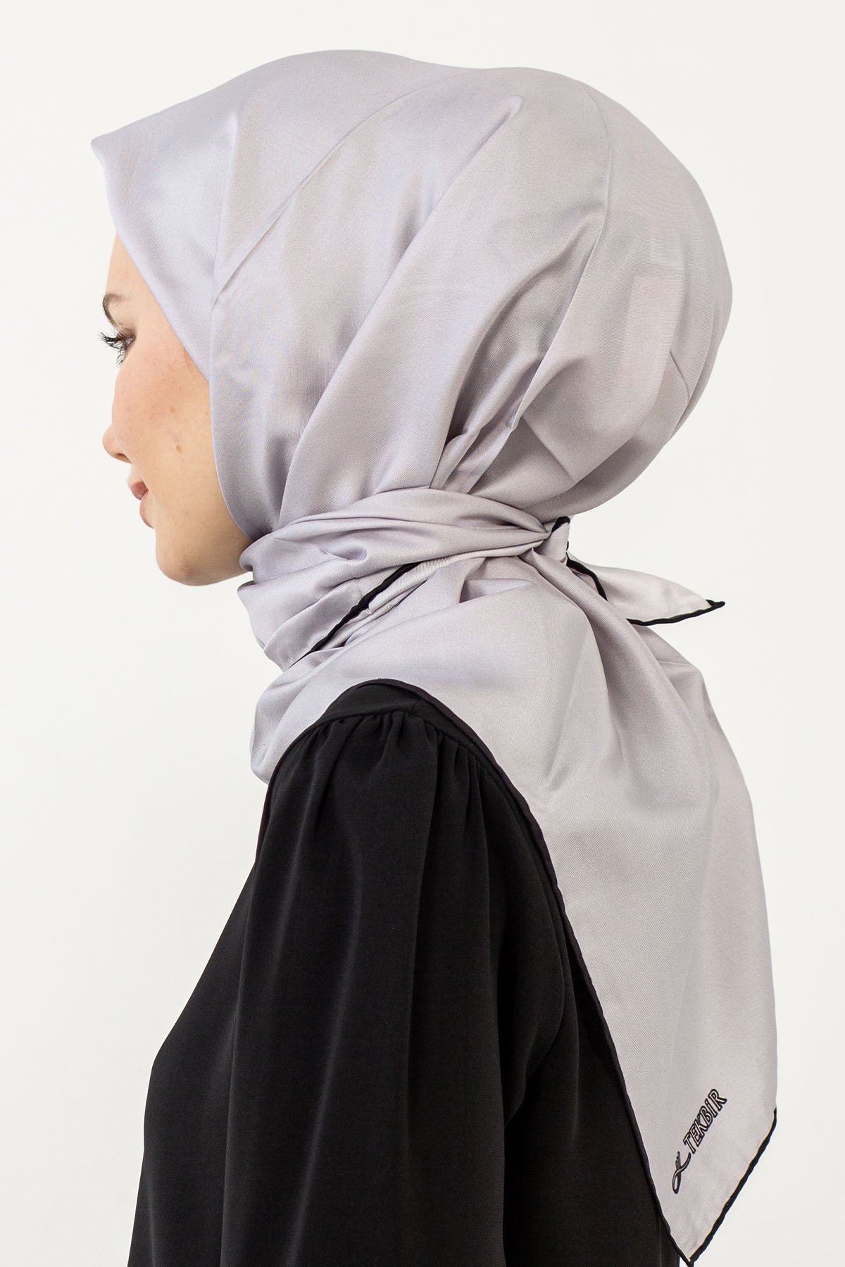 Classic Tvil İpek Eşarp - Gri - 3