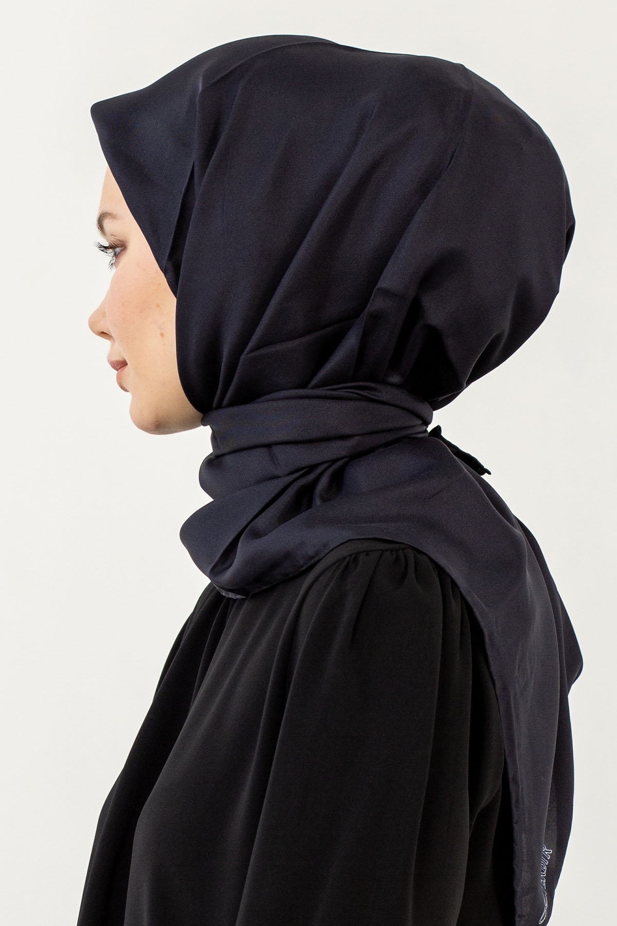 Classic Tvil İpek Eşarp - Lacivert - 3