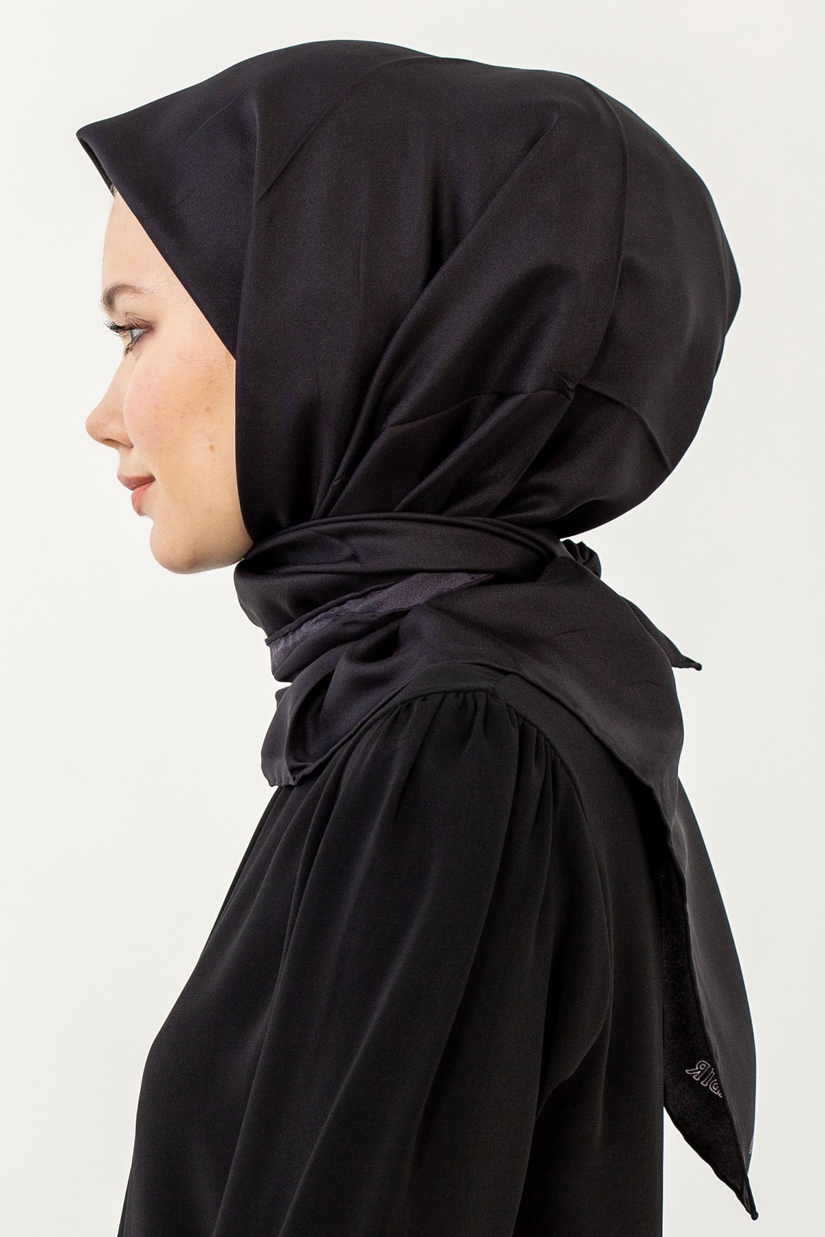 Classic Tvil İpek Eşarp - Siyah - 3