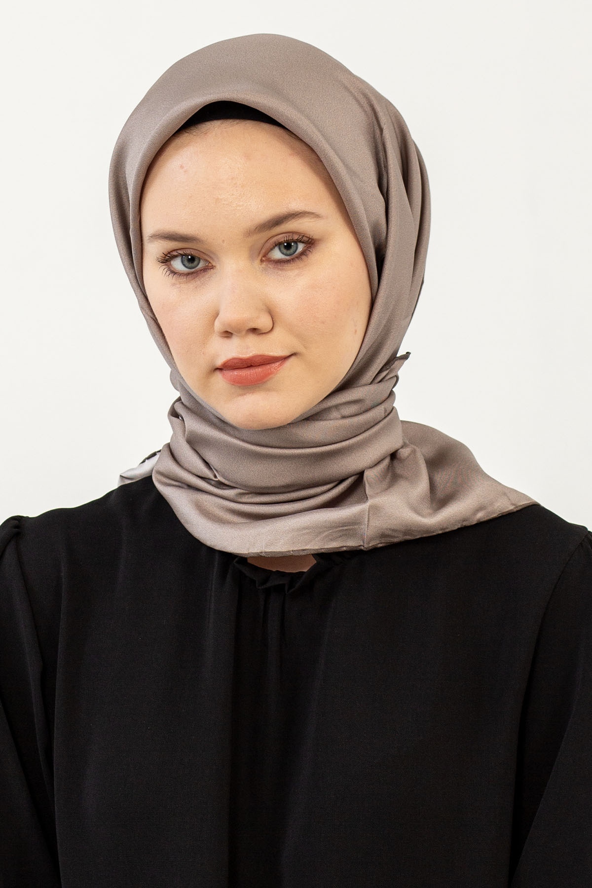 Classic Tvil İpek Eşarp - Vizon - 1