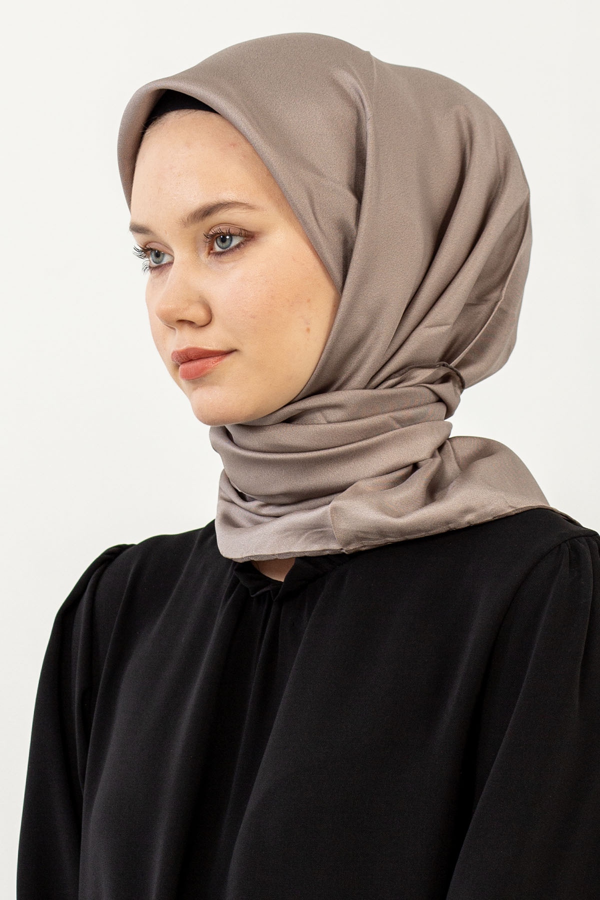 Classic Tvil İpek Eşarp - Vizon - 2