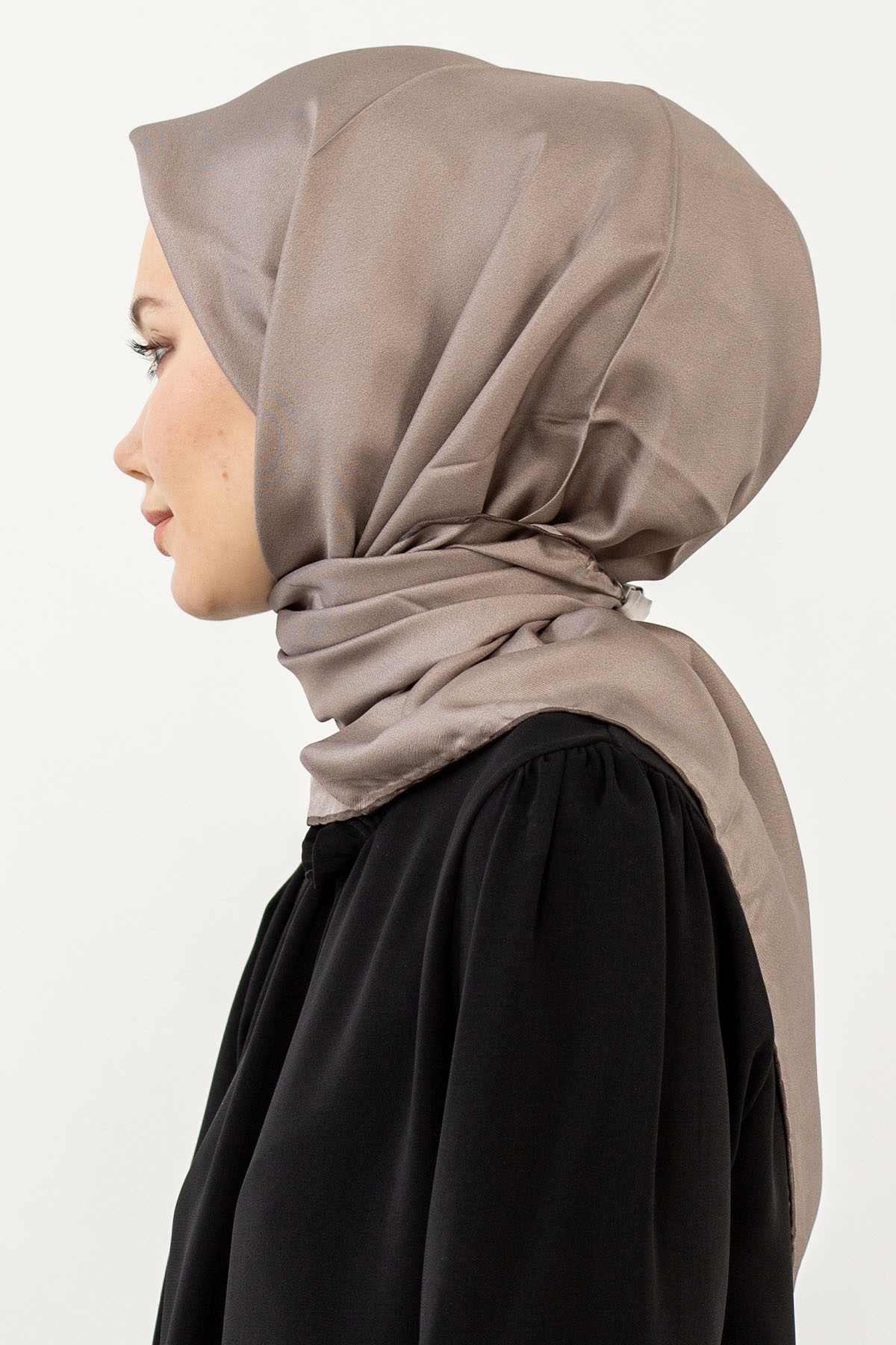 Classic Tvil İpek Eşarp - Vizon - 3