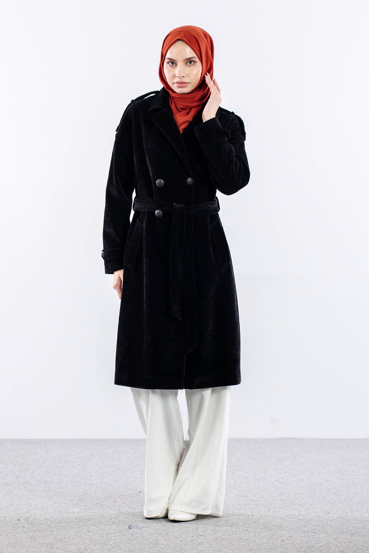 D-1480 Kadife Kap 38-44 Cift Dugme 38-40 Cift - Siyah - 2