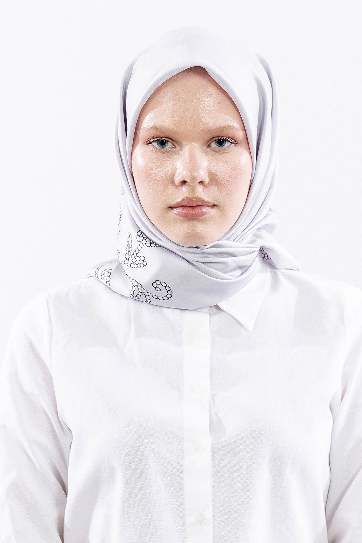 Dg11109 İpek Eşarp 90*90 Tvil Inci - A_gri - 1