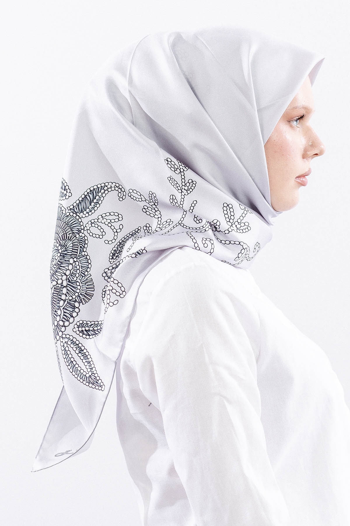 Dg11109 İpek Eşarp 90*90 Tvil Inci - A_gri - 3