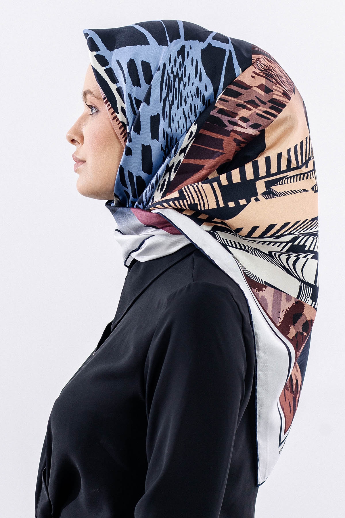 Dg11110 İpek Eşarp 90*90 Tvil - Laci_pembe - 2