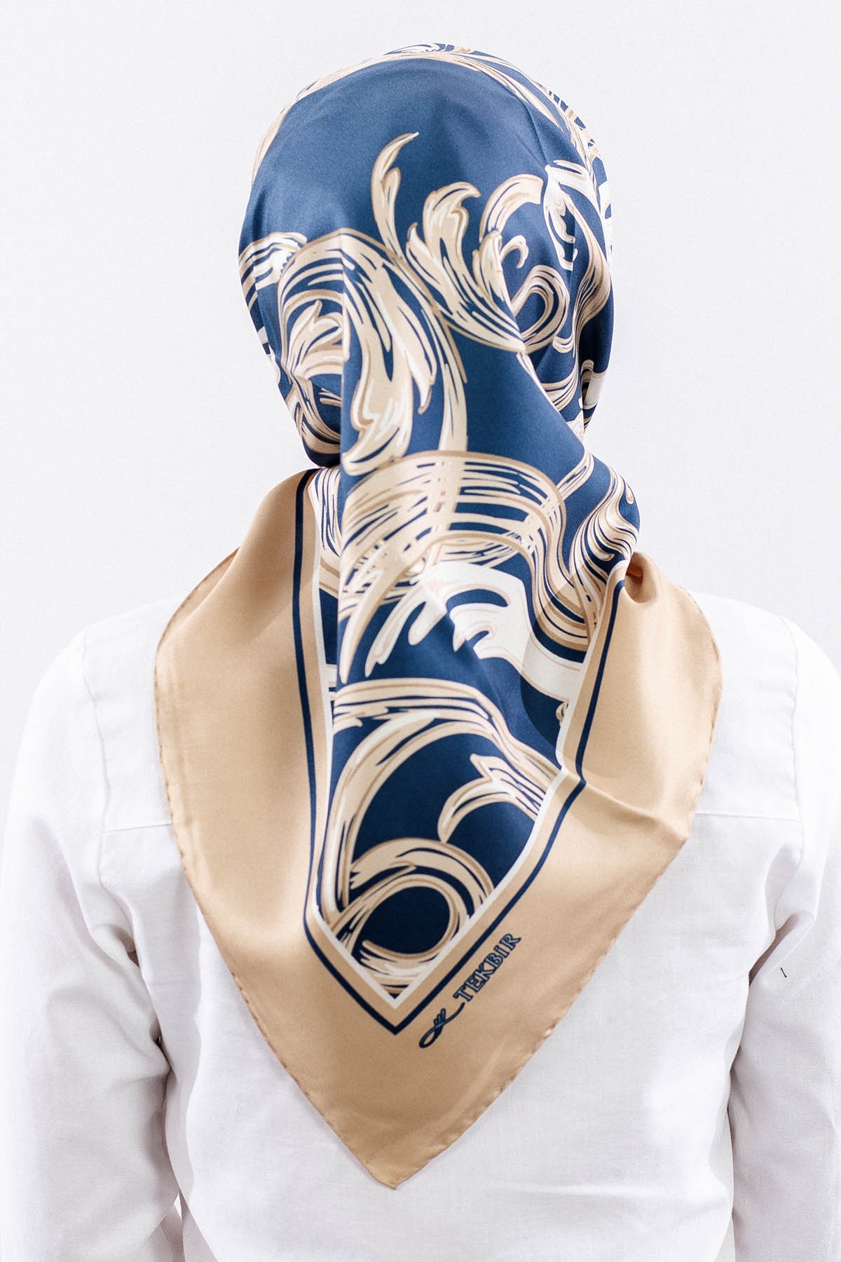 Dg11112 İpek Eşarp 90*90 Tvil - Vizon_lacivert - 4