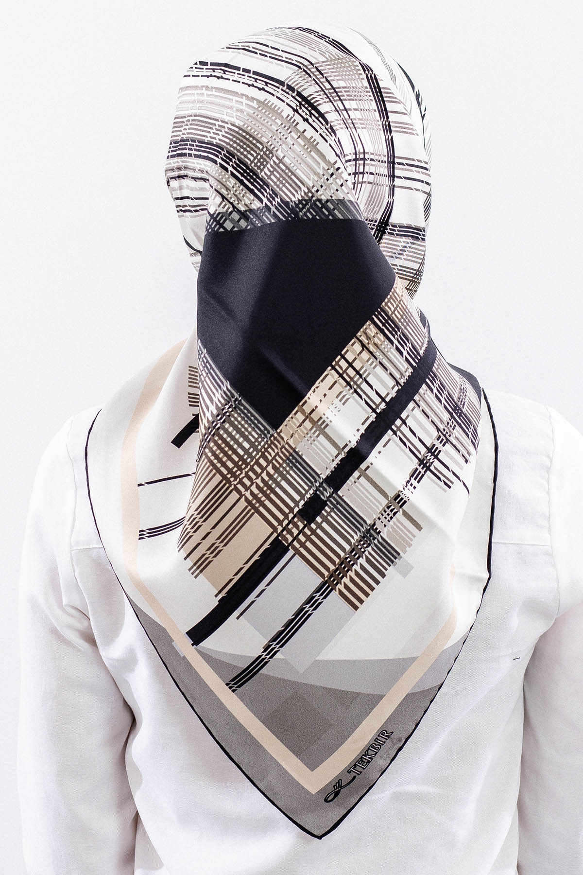 Dg11114 İpek Eşarp 90*90 Tvil Cizgi - Siyah_gri - 4