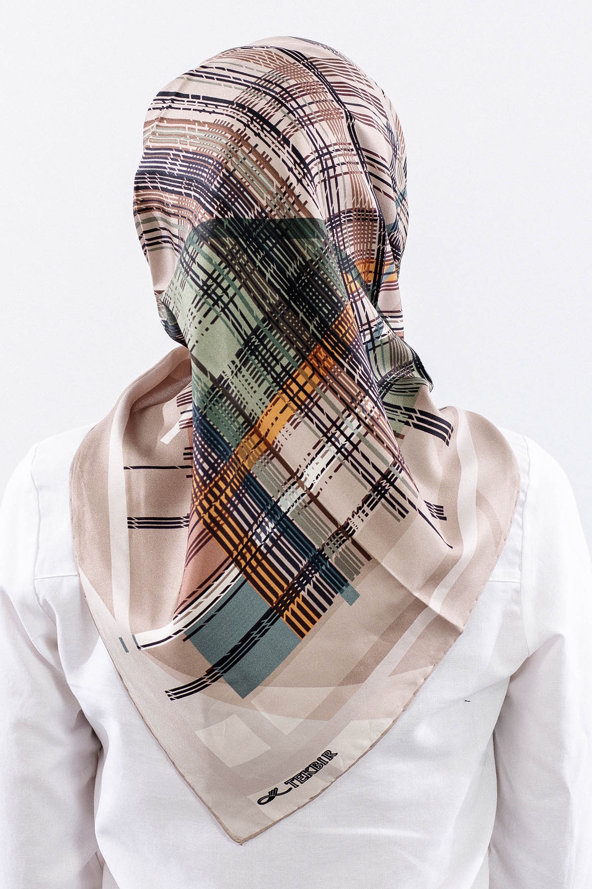 Dg11114 İpek Eşarp 90*90 Tvil Cizgi - Yesil - 4