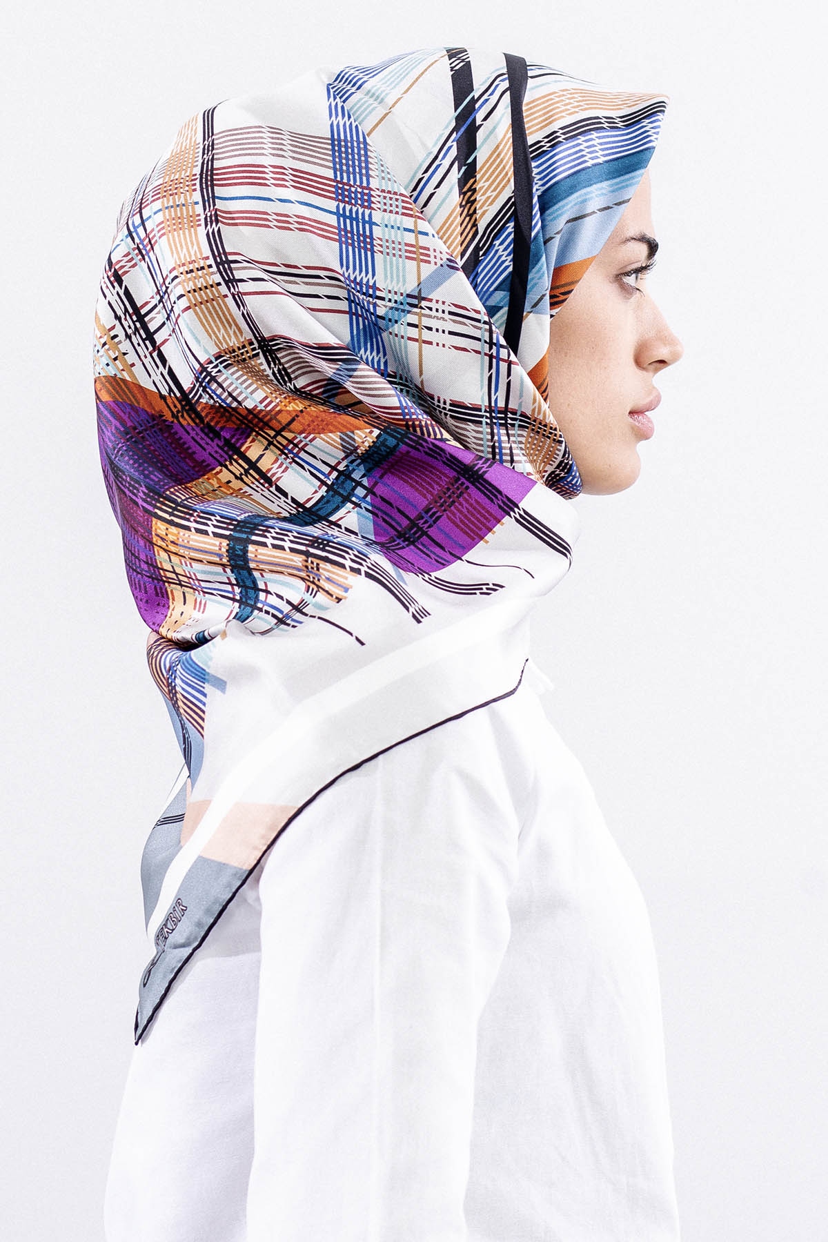 Dg11114 İpek Eşarp Tvil 90*90 Cızgı - Murdum - 1