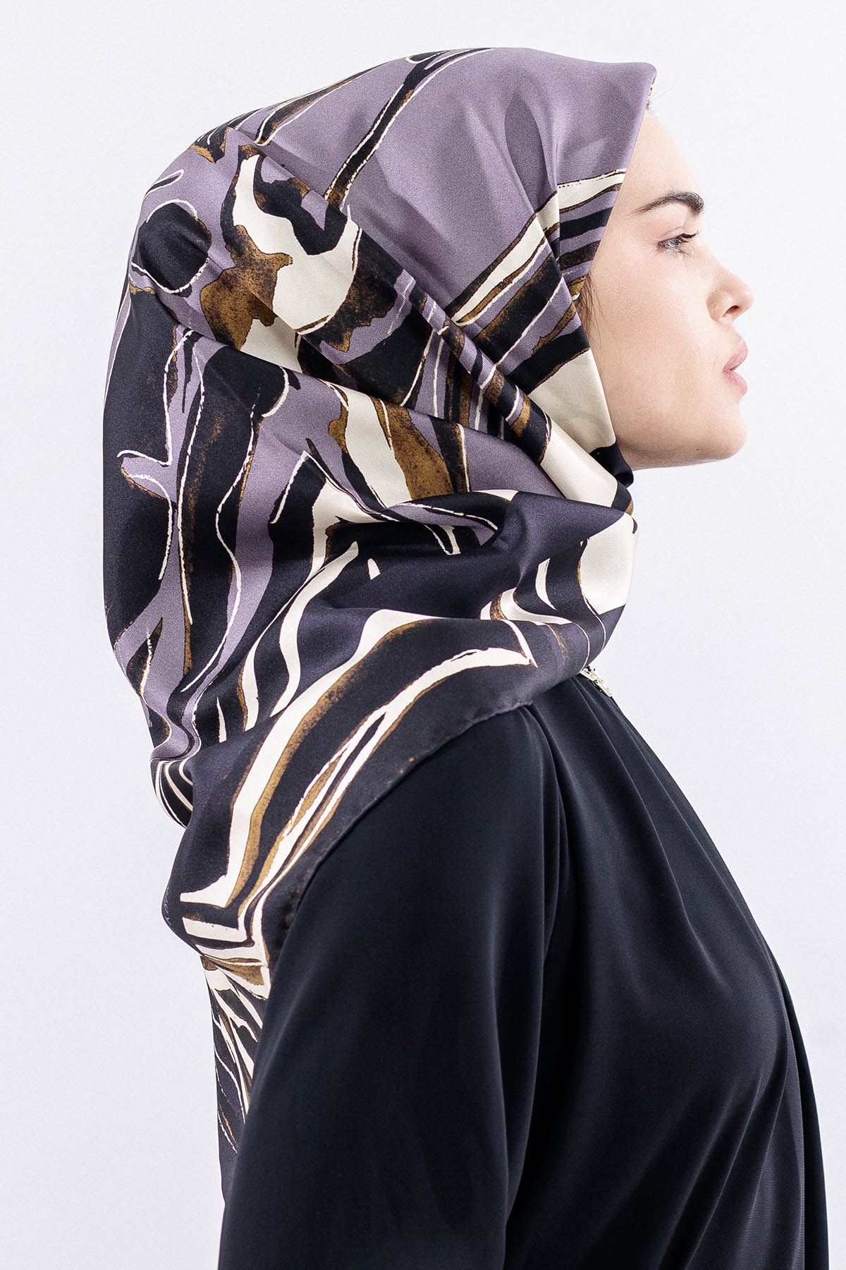 Dg11116 İpek Eşarp 90*90 Tvil - Antrasit - 1