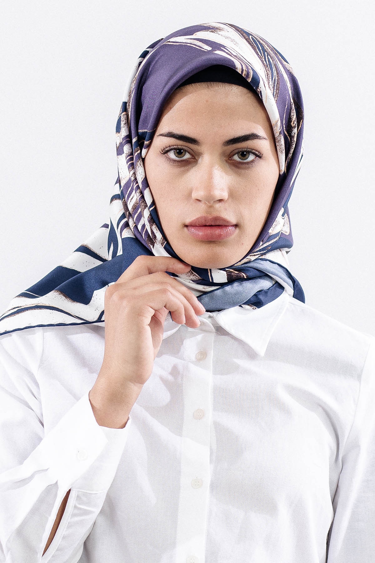 Dg11116 İpek Eşarp 90*90 Tvil - Mavi - 1