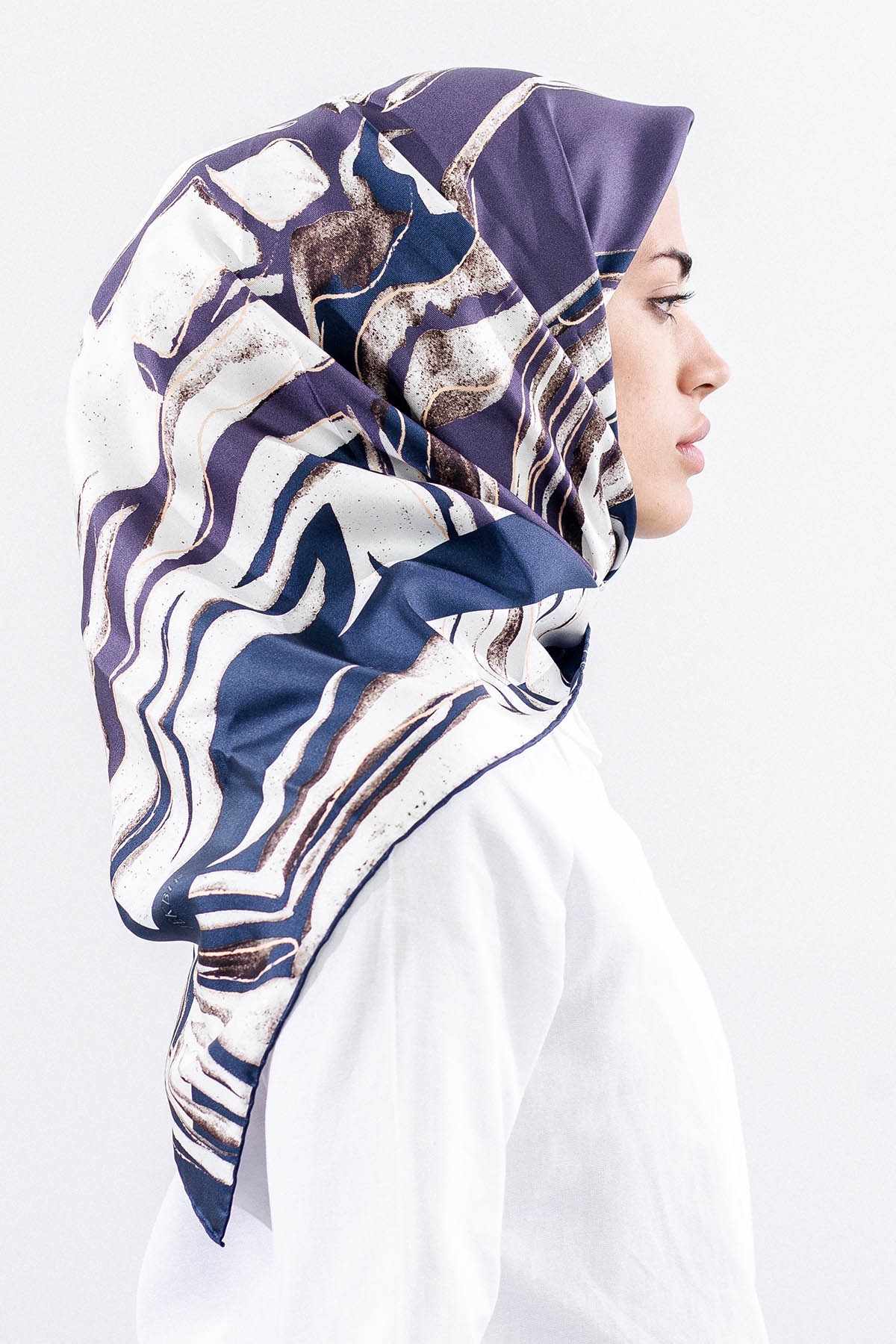 Dg11116 İpek Eşarp 90*90 Tvil - Mavi - 3