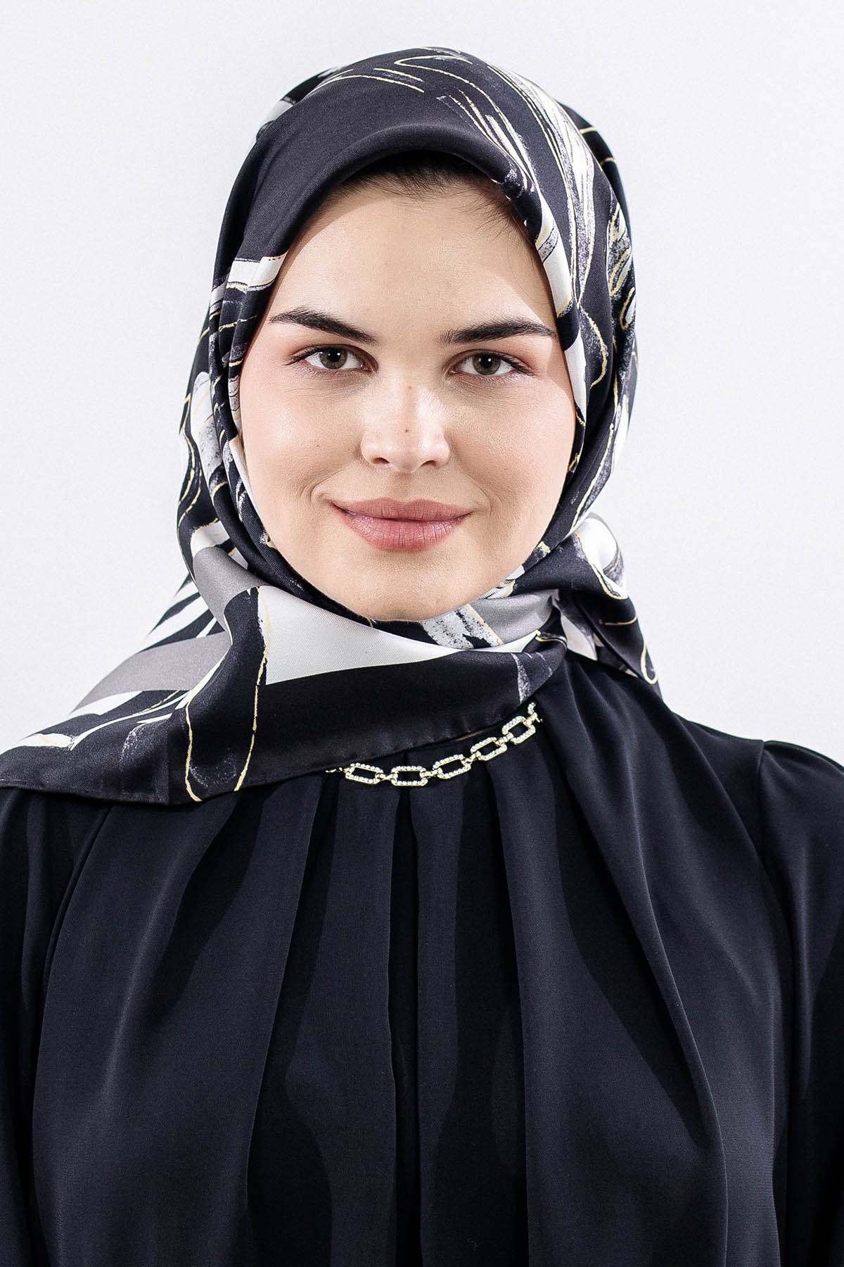 Dg11116 İpek Eşarp 90*90 Tvil - Siyah - 3