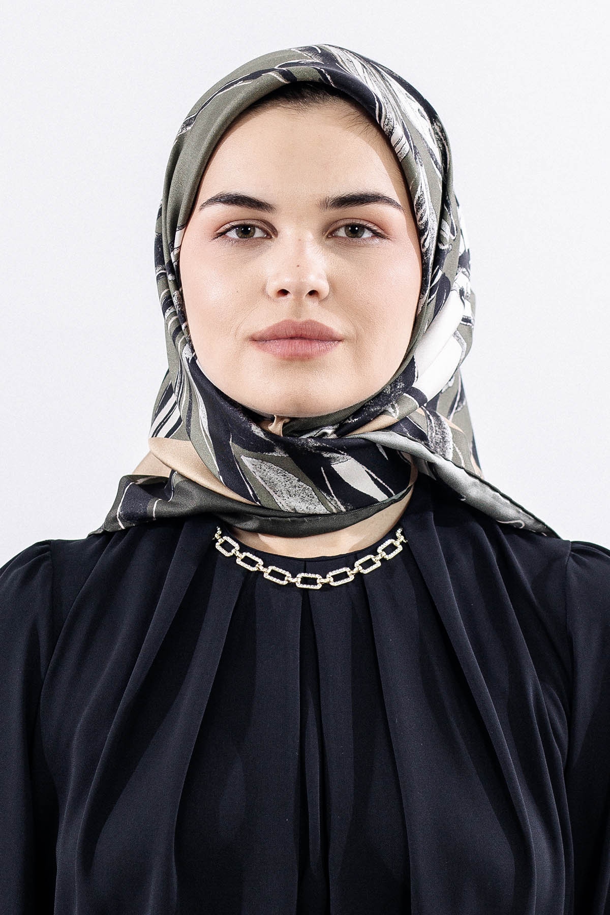 Dg11116 İpek Eşarp 90*90 Tvil - Yesil - 1