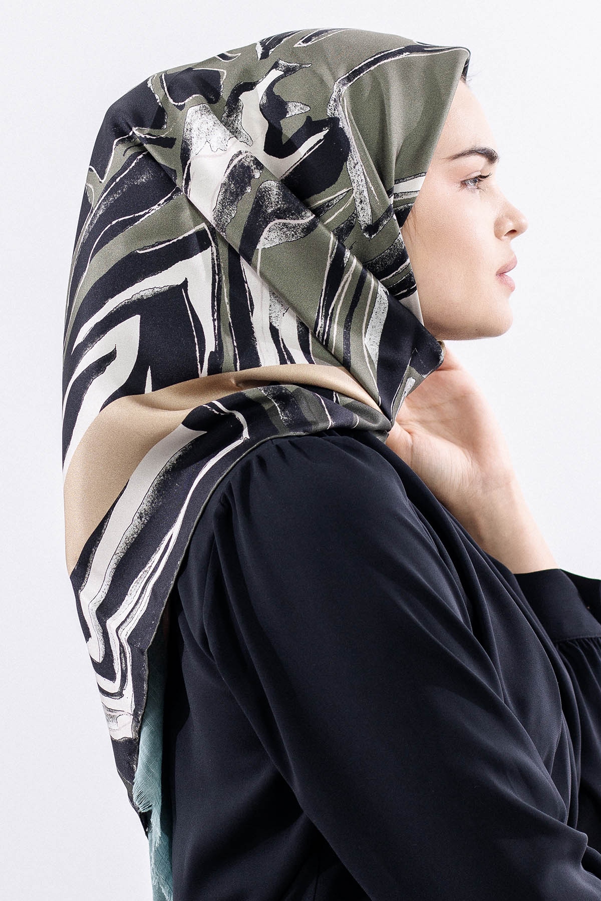 Dg11116 İpek Eşarp 90*90 Tvil - Yesil - 3