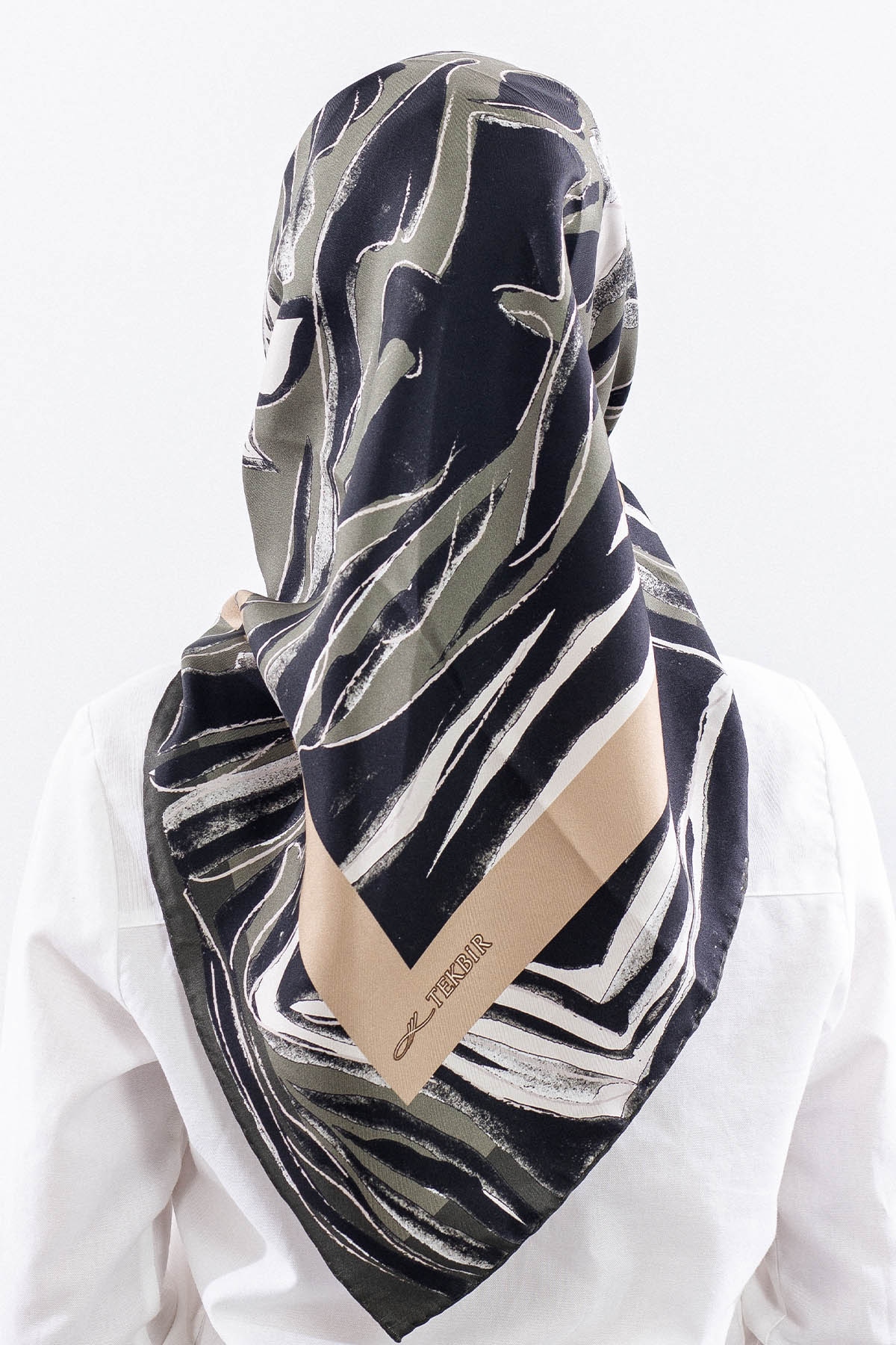 Dg11116 İpek Eşarp Tvil Kumas Zebra - Yesil - 4