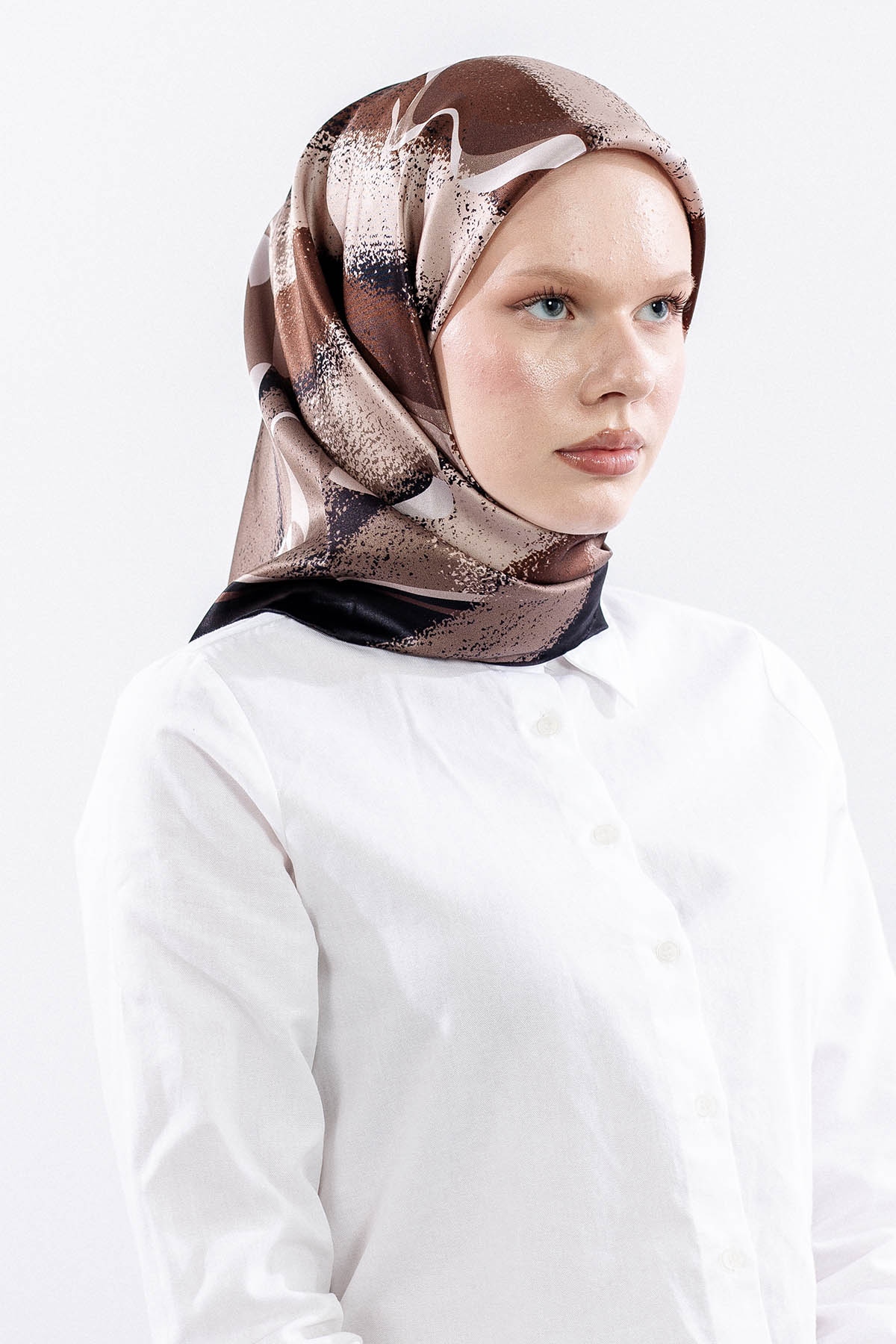 Dg11122 İpek Eşarp 90*90 Sura - Siyah - 2