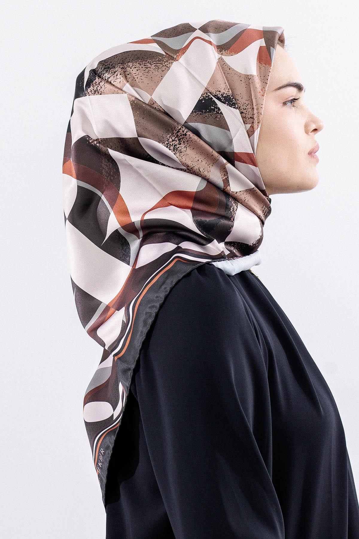 Dg11122 Saten Eşarp - Kahve - 1