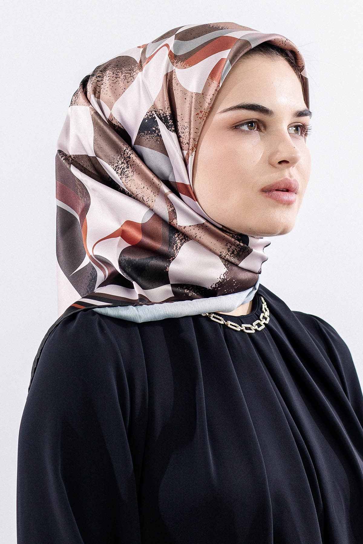 Dg11122 Saten Eşarp - Kahve - 2