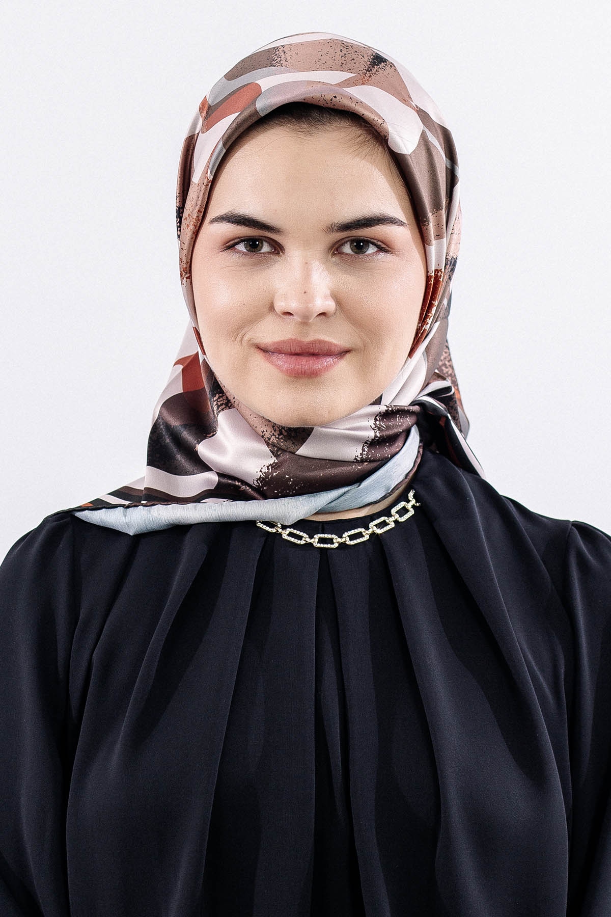 Dg11122 Saten Eşarp - Kahve - 3