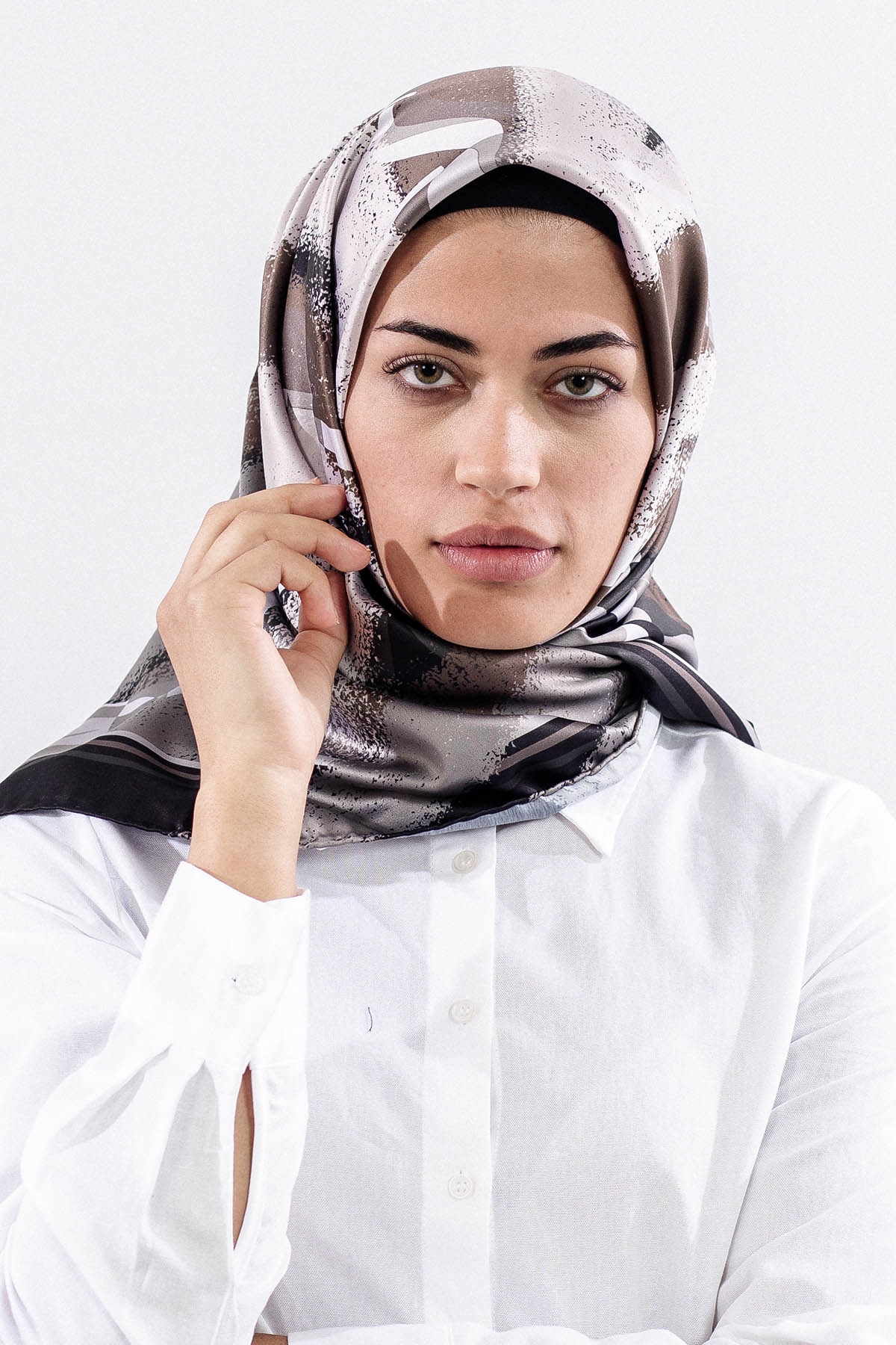 Dg11122 Saten Eşarp - Siyah - 1