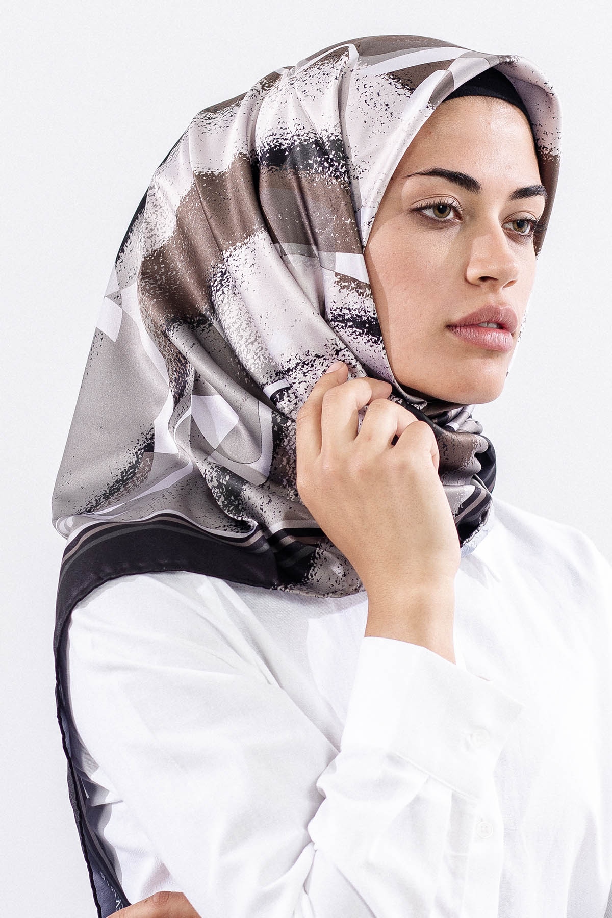 Dg11122 Saten Eşarp - Siyah - 2