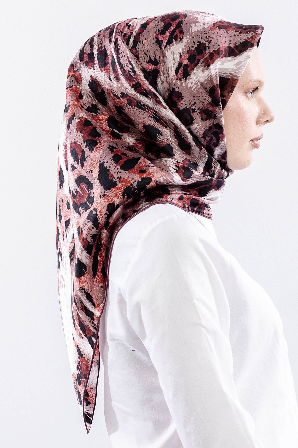 Dg11465 İpek Eşarp 90*90 Sura Dokuma - Bordo - 3