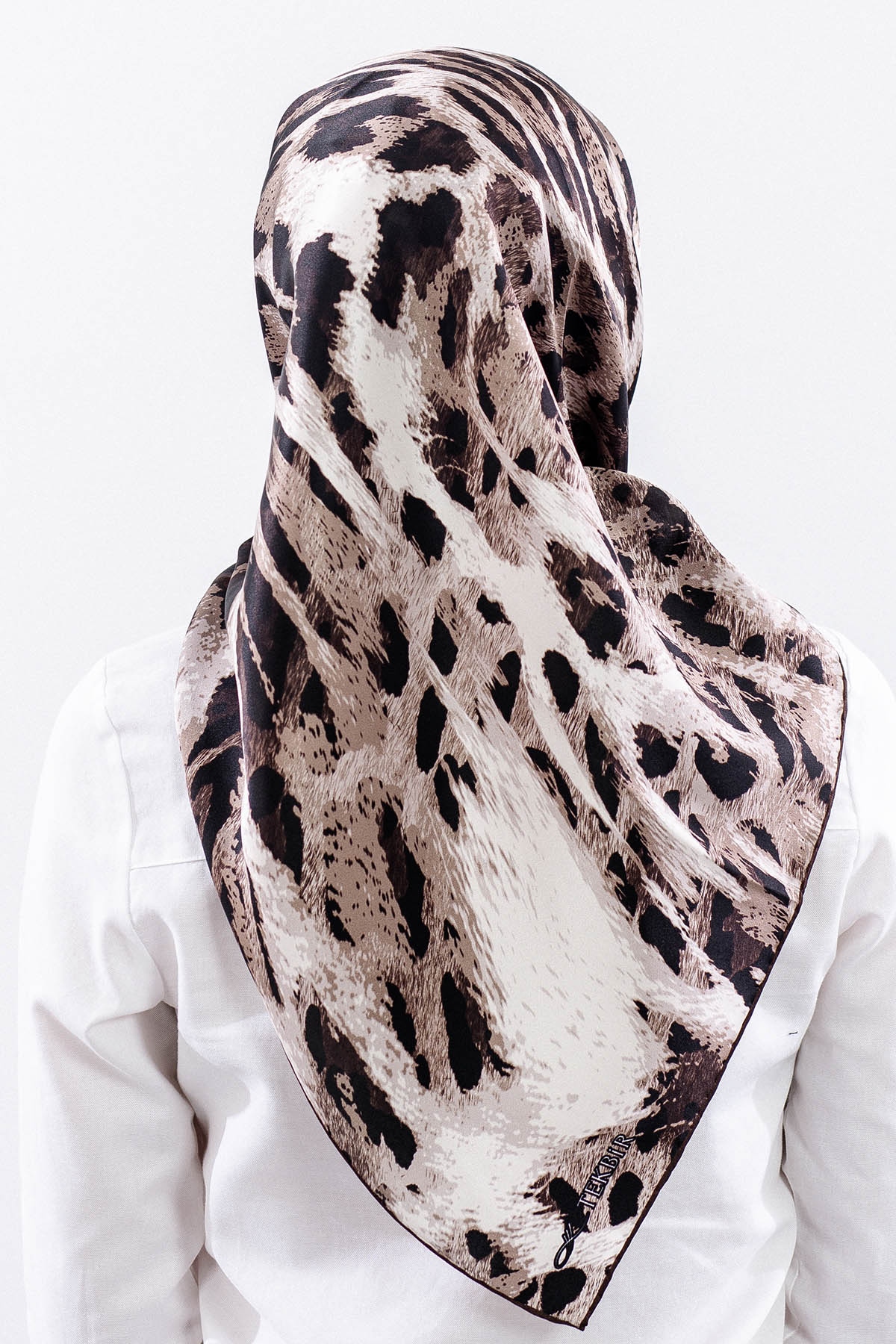 Dg11465 İpek Eşarp 90*90 Sura Dokuma - Kahve - 4