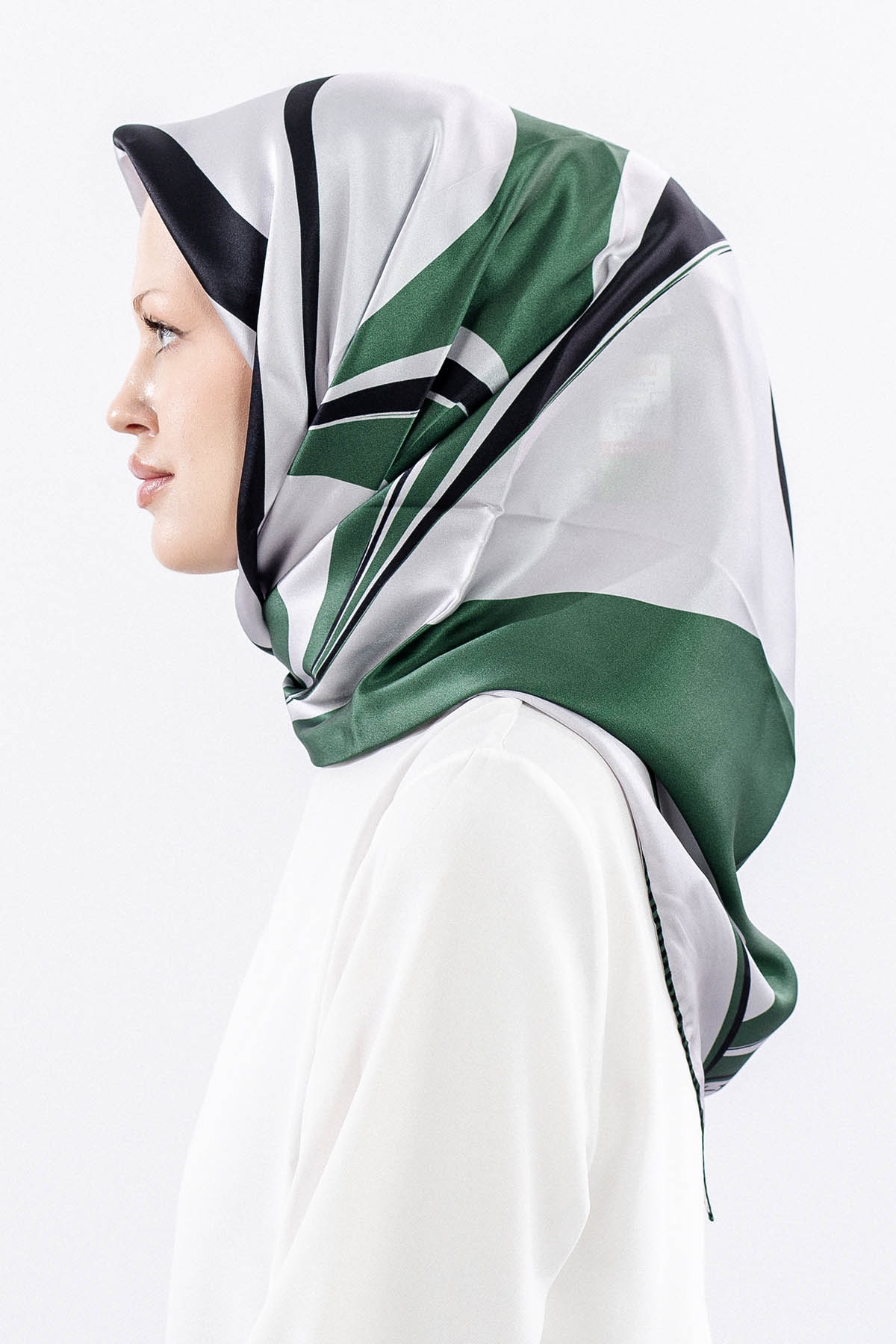 Dg12508 İpek Eşarp 90*90 Sura Dokuma - Gumus - 3