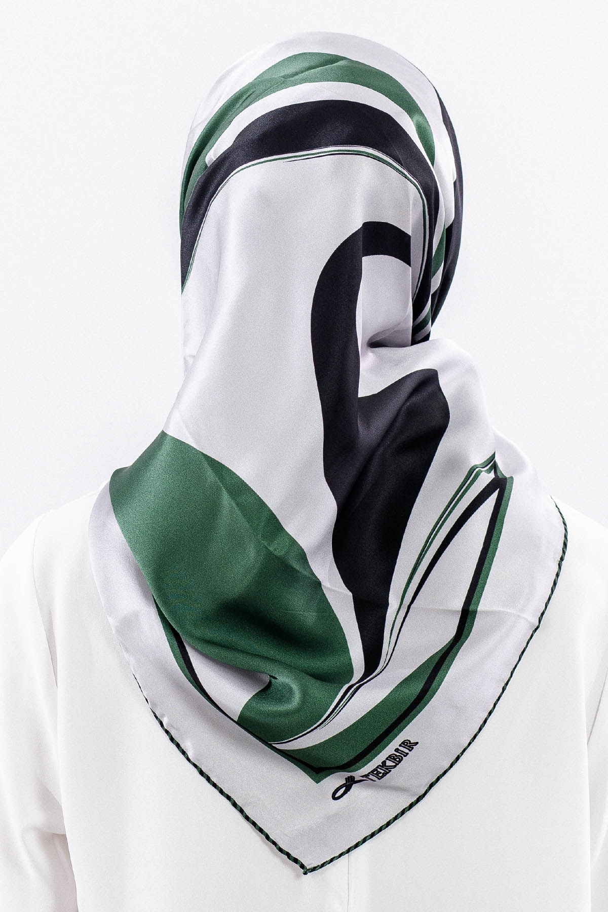 Dg12508 İpek Eşarp 90*90 Sura Dokuma - Gumus - 4