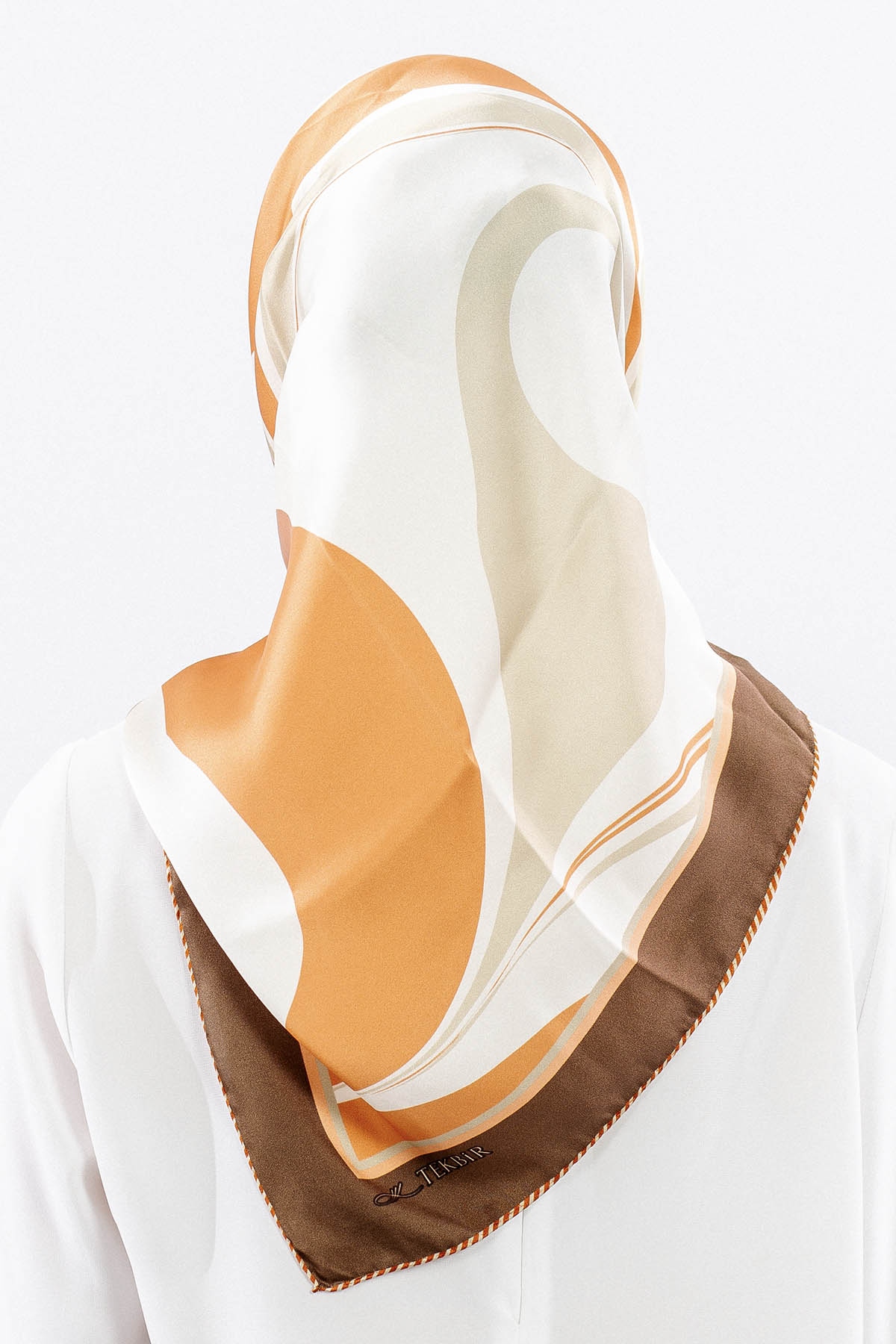 Dg12508 İpek Eşarp 90*90 Sura Dokuma - Kahve - 4