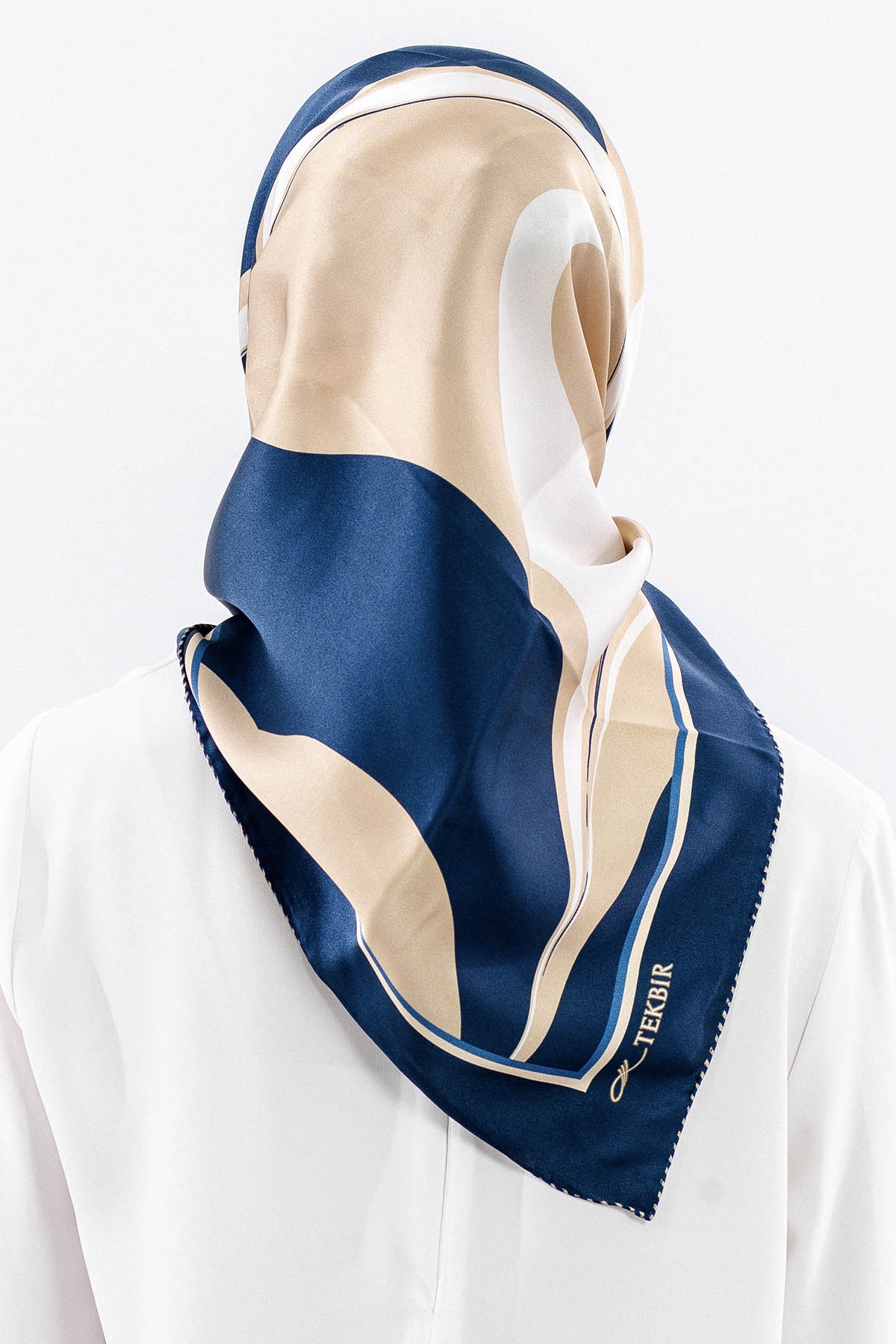 Dg12508 İpek Eşarp 90*90 Sura Dokuma - Lacivert_tas - 4