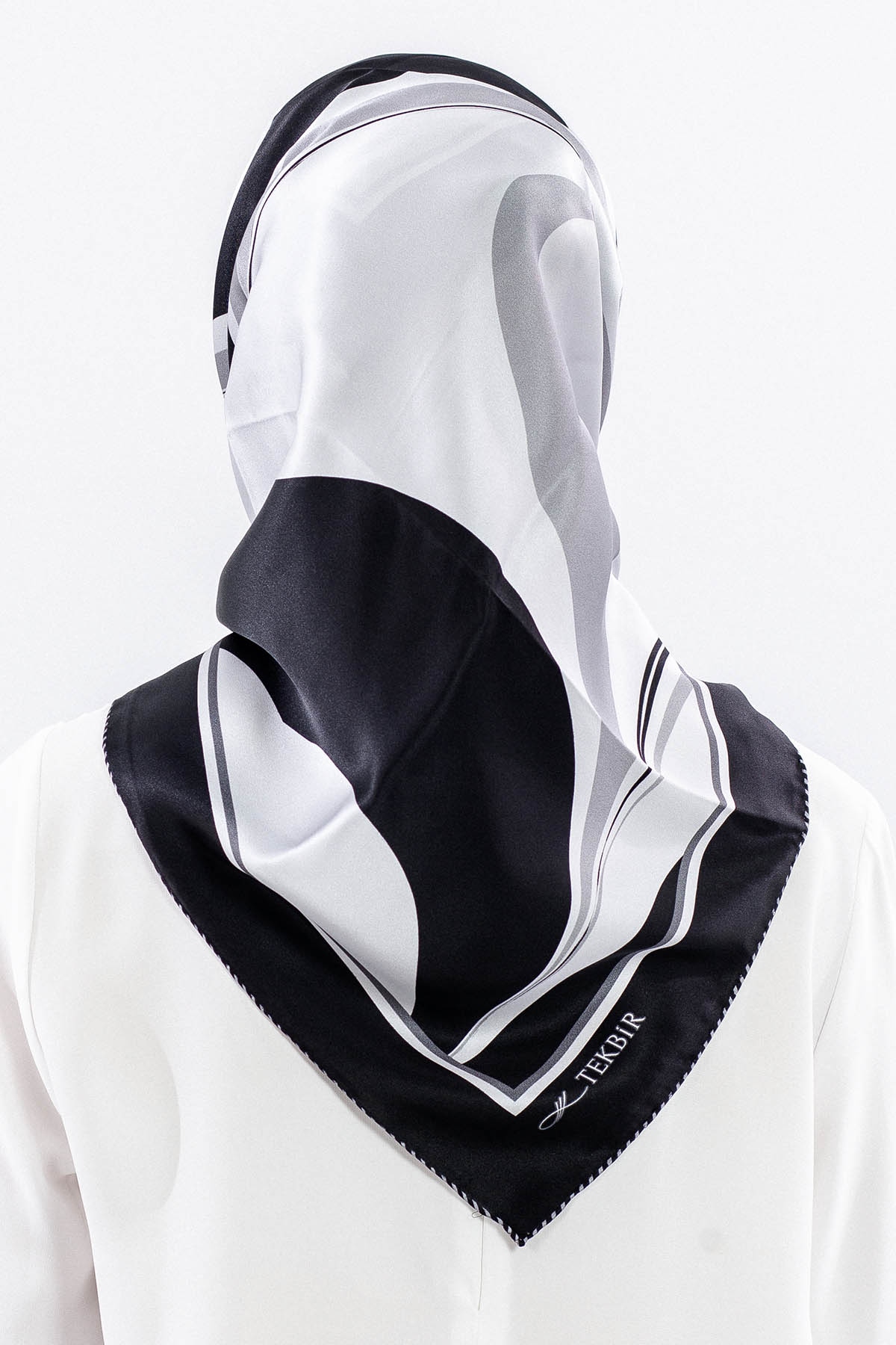 Dg12508 İpek Eşarp 90*90 Sura Dokuma - Siyah_gri - 4