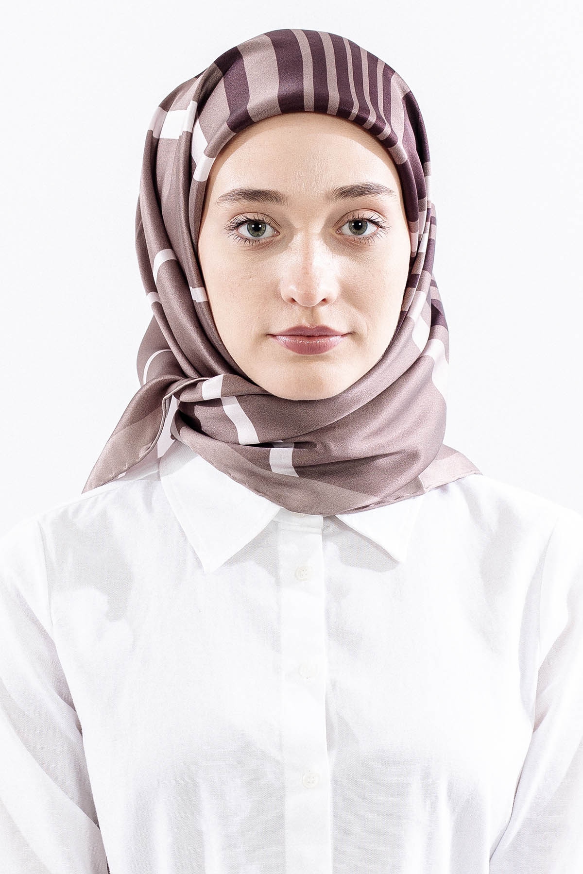 Dg13139 İpek Eşarp Cizgi Tvil Kumas - Kum - 1