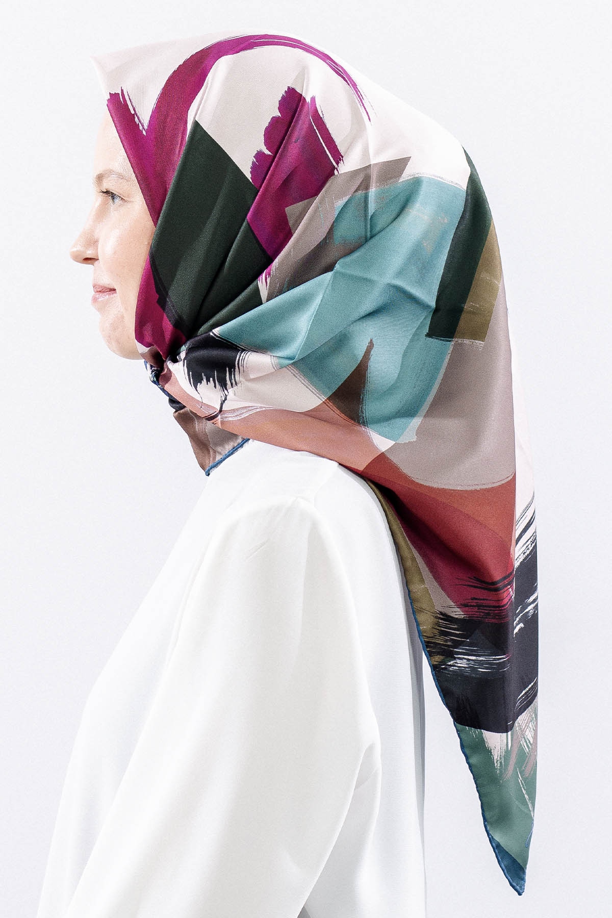 Dg14819 Polyester Eşarp Cizgi - Fusya - 3