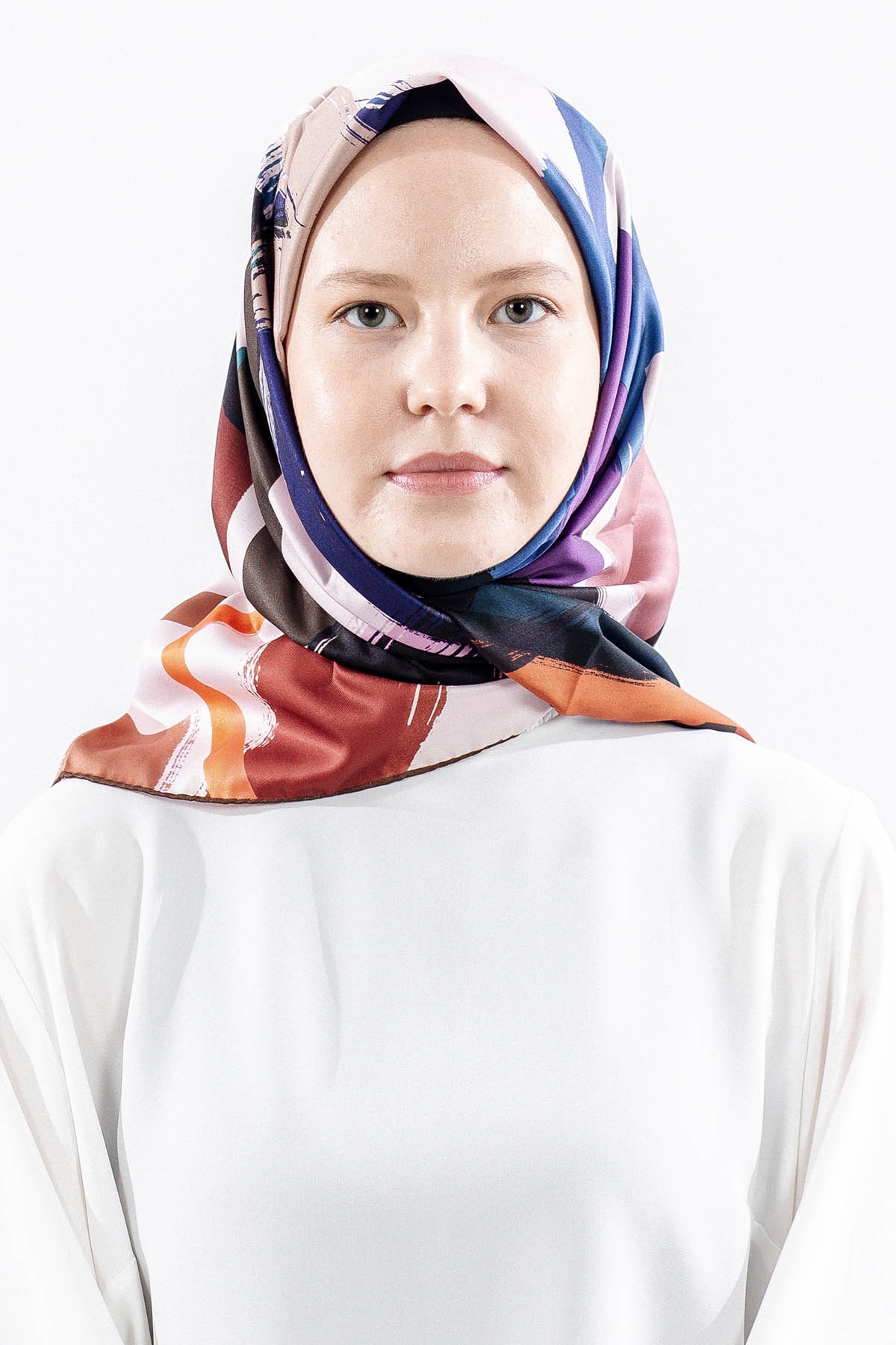 Dg14819 Polyester Eşarp Cizgi - Kahve - 1