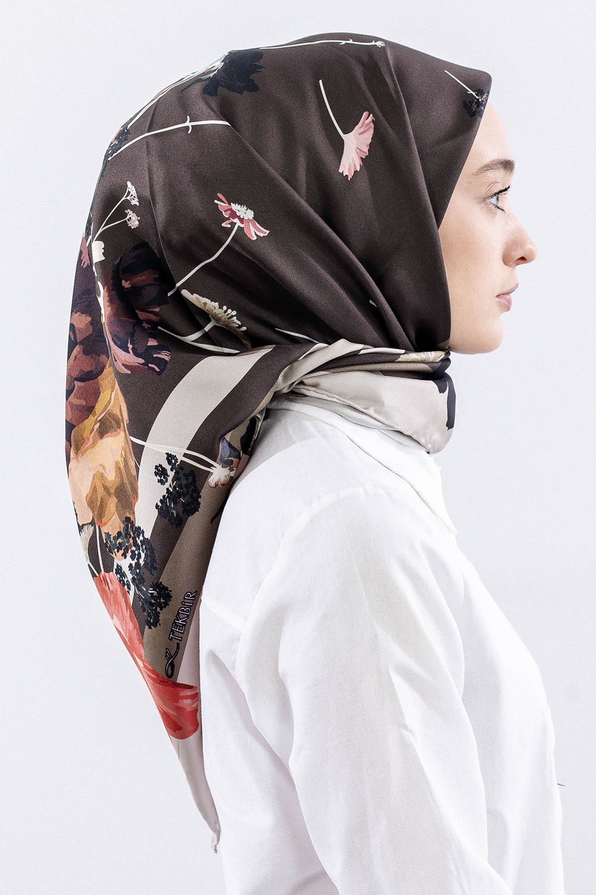 Dg14821 İpek Eşarp Nilufer Tvil Kumas - Haki - 3