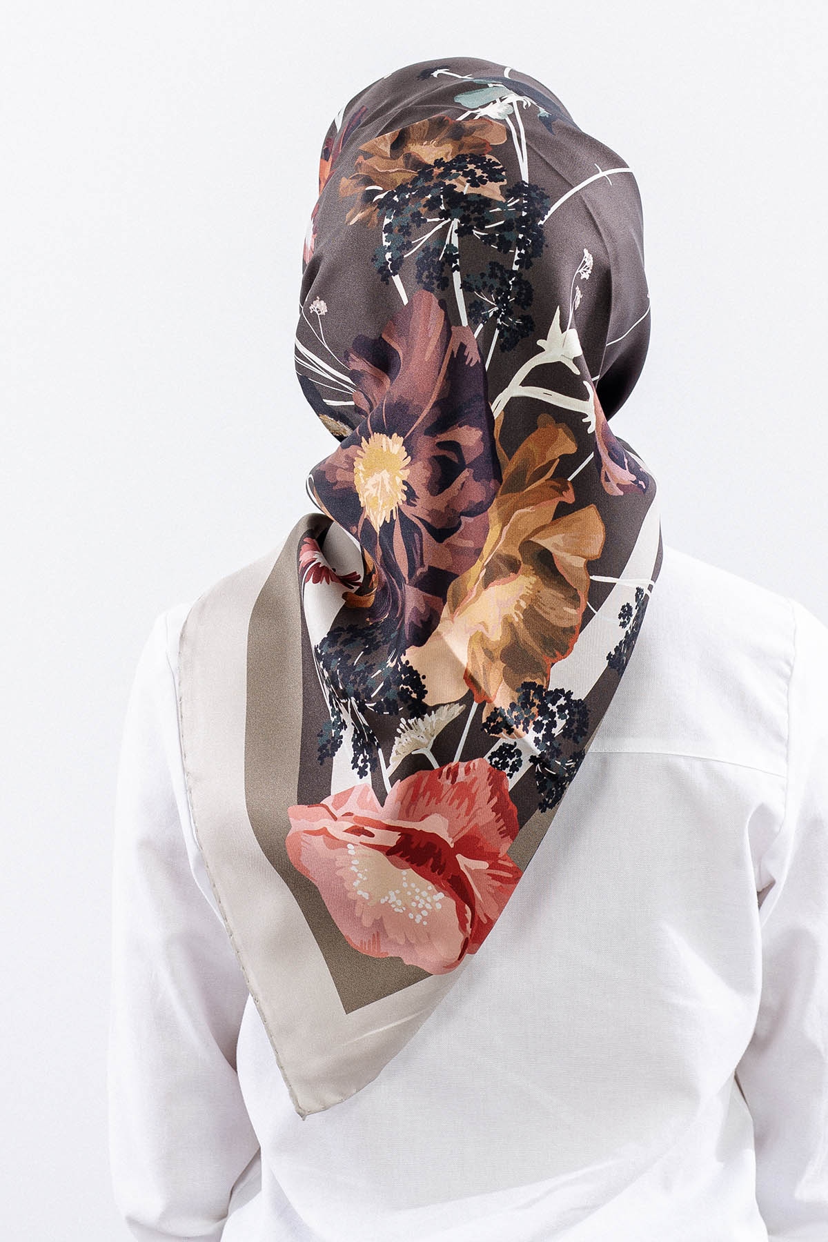 Dg14821 İpek Eşarp Nilufer Tvil Kumas - Haki - 4