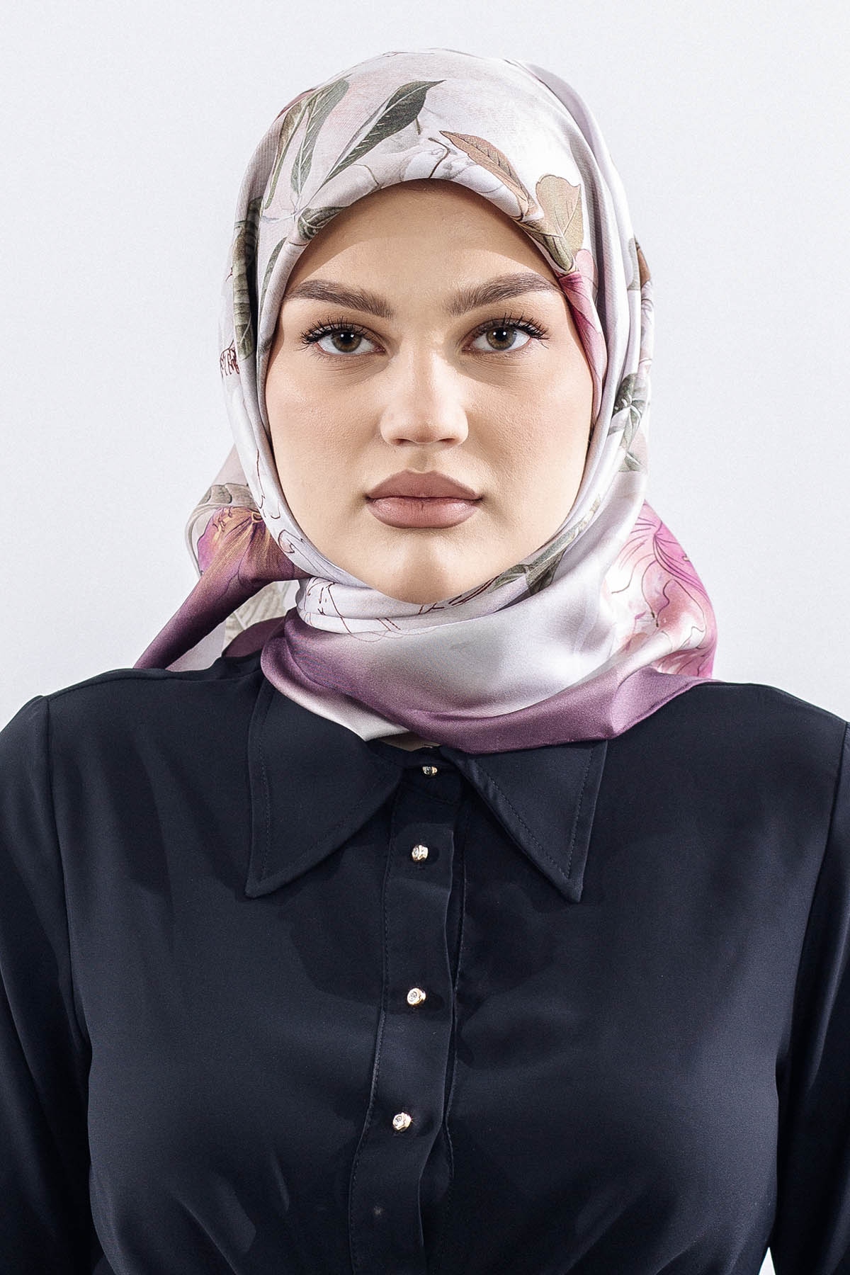 Dg14828 İpek Eşarp Sura Kumas Cicek Dali - Murdum - 1