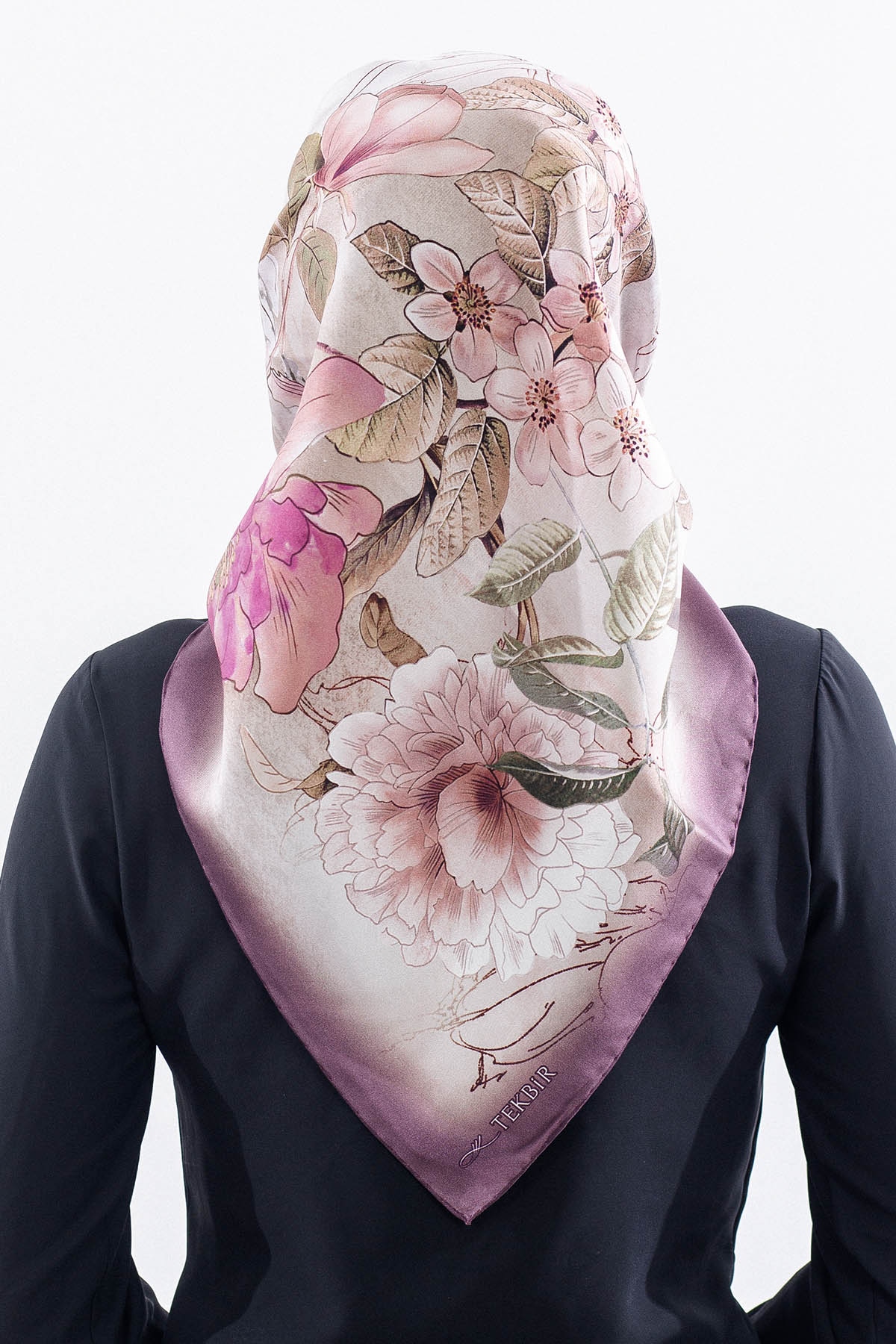 Dg14828 İpek Eşarp Sura Kumas Cicek Dali - Murdum - 4