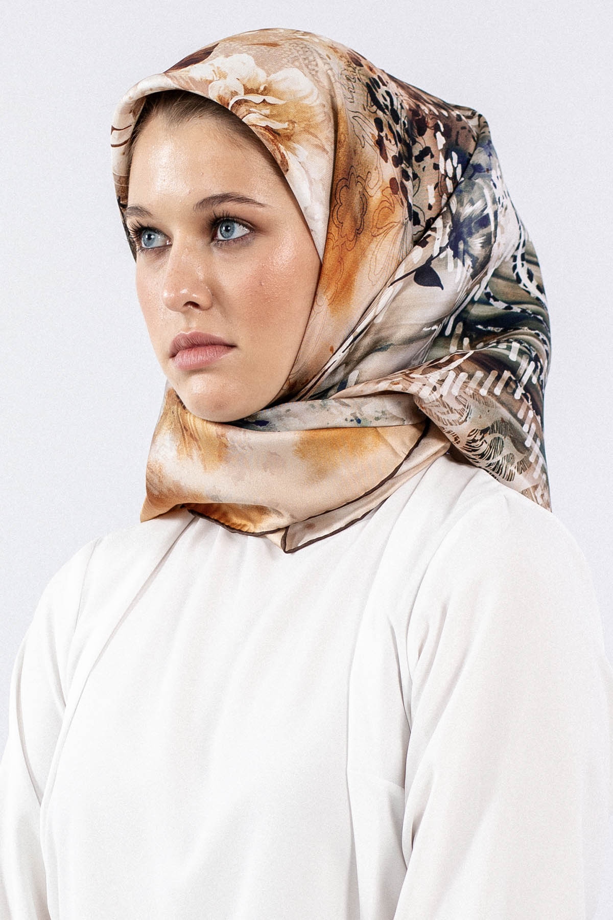 Dg7544 İpek Eşarp Tvil - S_kahve - 1