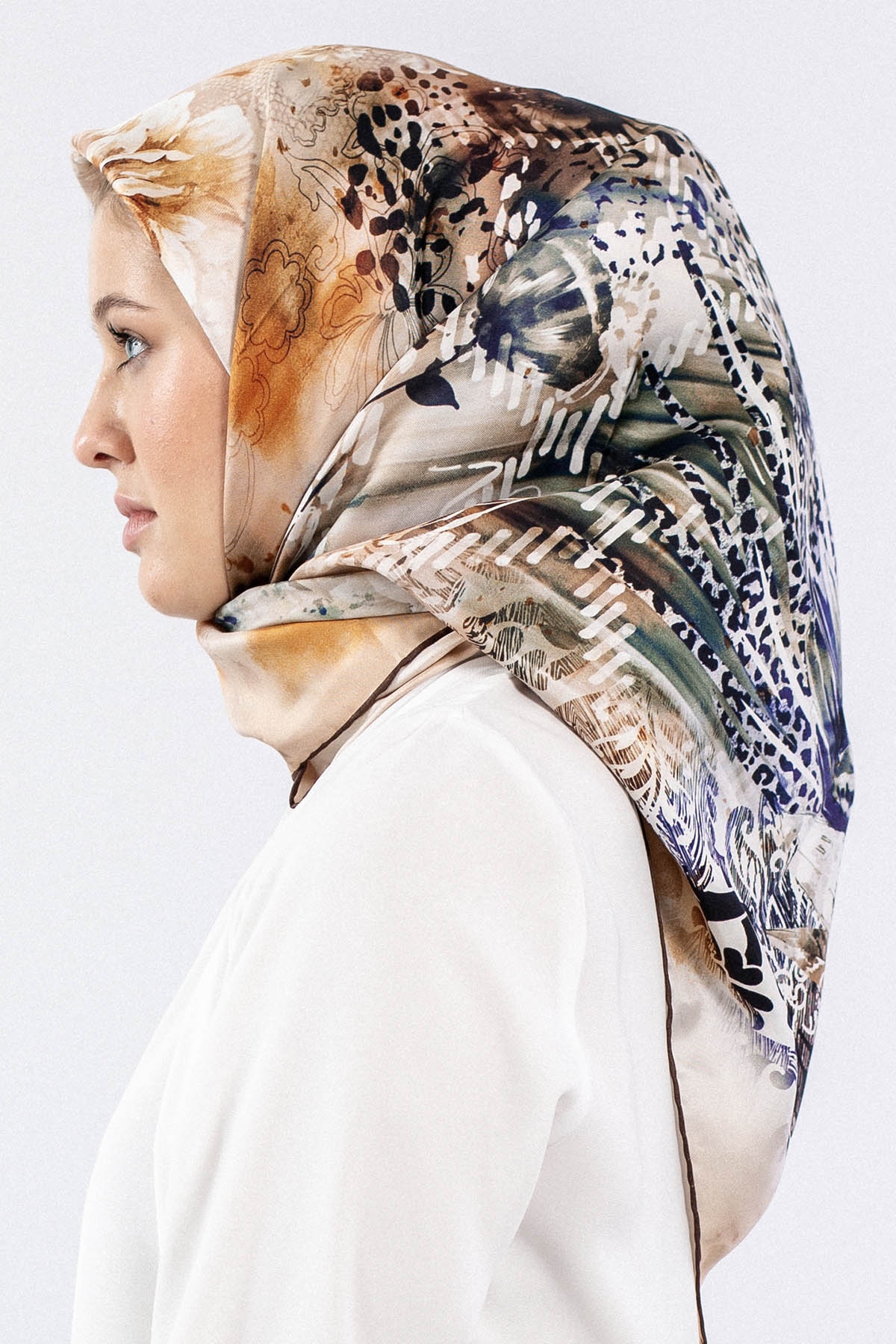 Dg7544 İpek Eşarp Tvil - S_kahve - 2