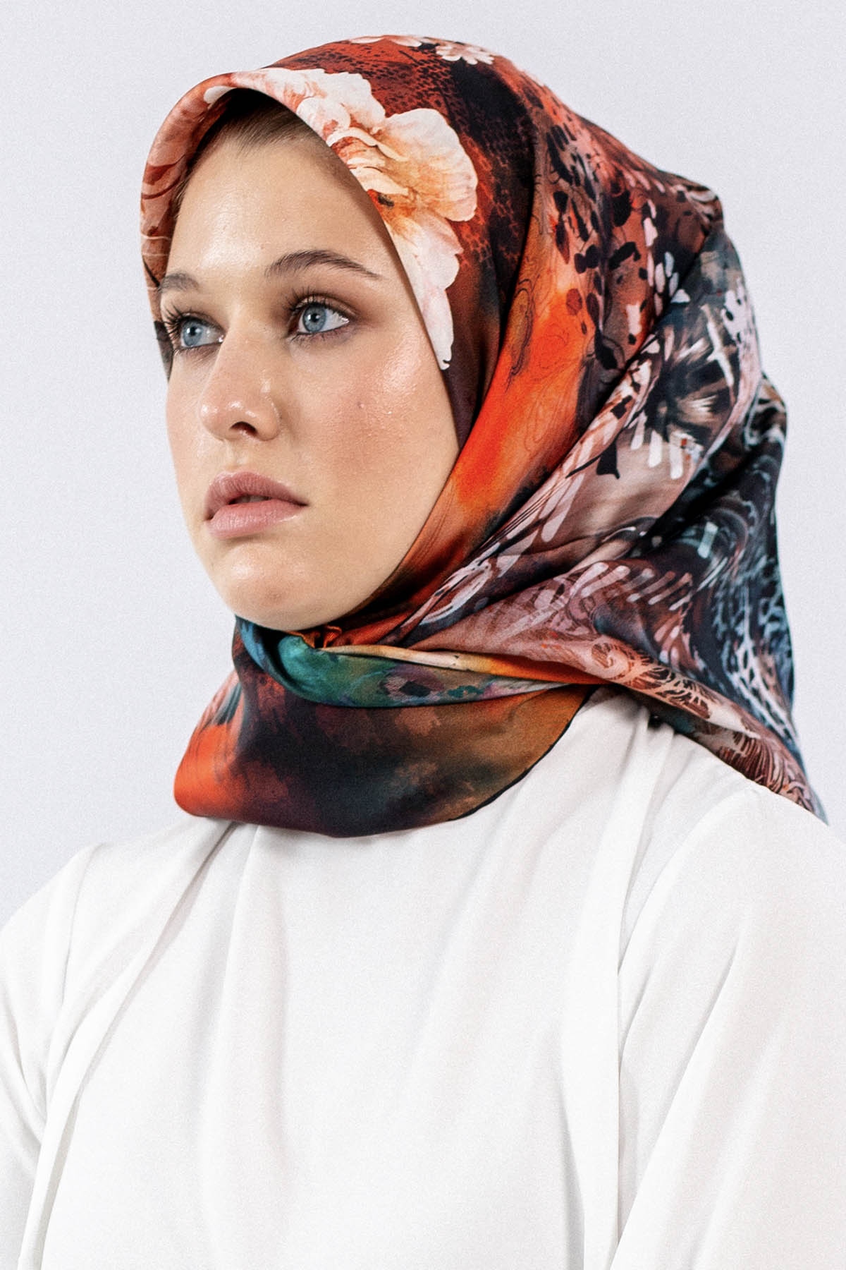 Dg7544 İpek Eşarp Tvil - Siyah_kirmizi - 1