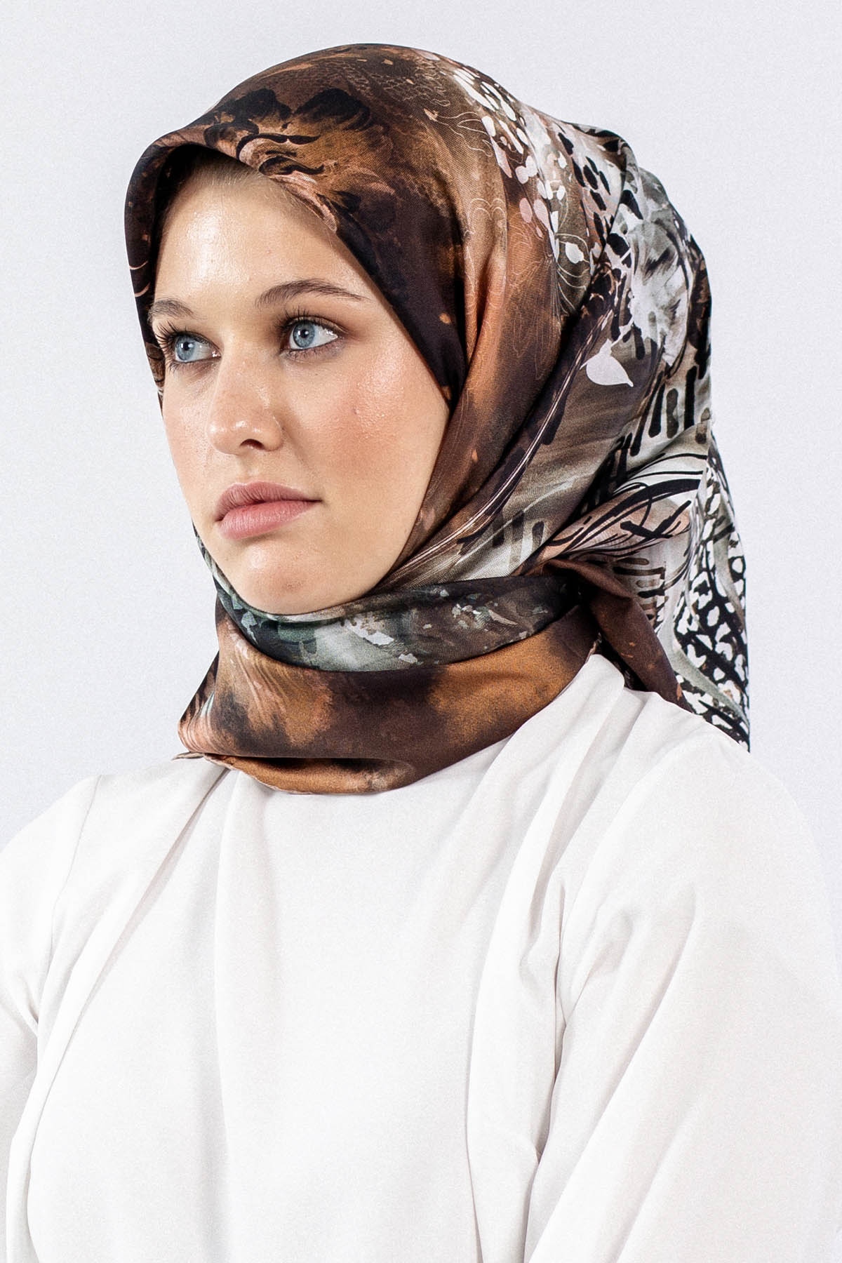 Dg7544 İpek Eşarp Tvil - Vizon - 1