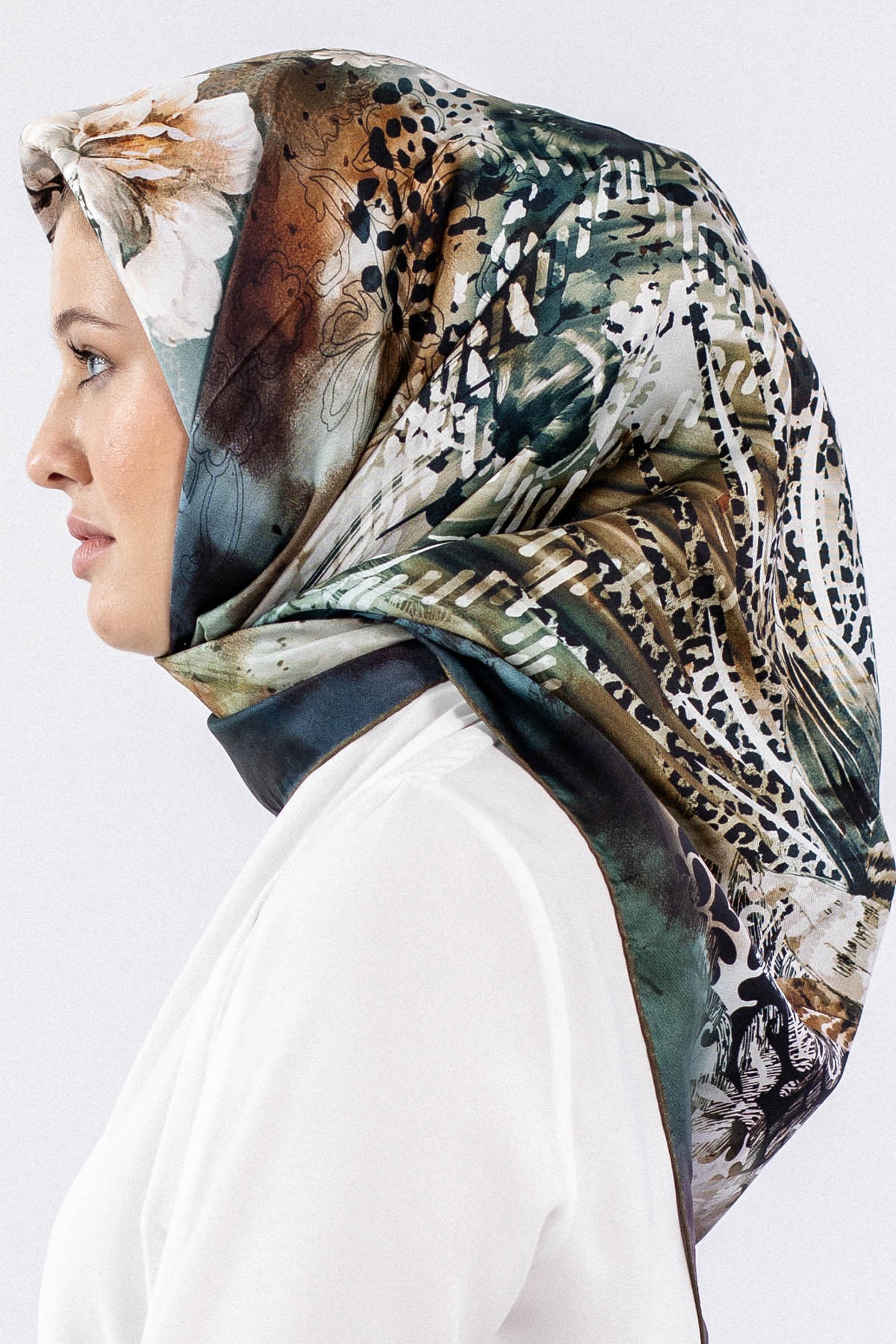 Dg7544 İpek Eşarp Tvil - Yesil - 2